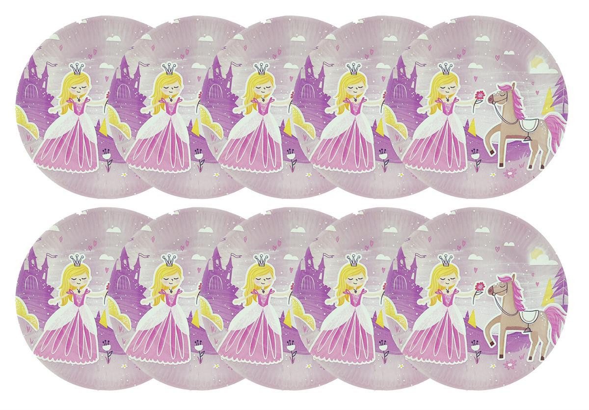 PAPSTAR Pappteller 10 Pappteller Prinzessin, rund 230mm, bunt für Kinderparty, (10 St), Pappteller Geburtstagsteller Partyteller Pappgeschirr
