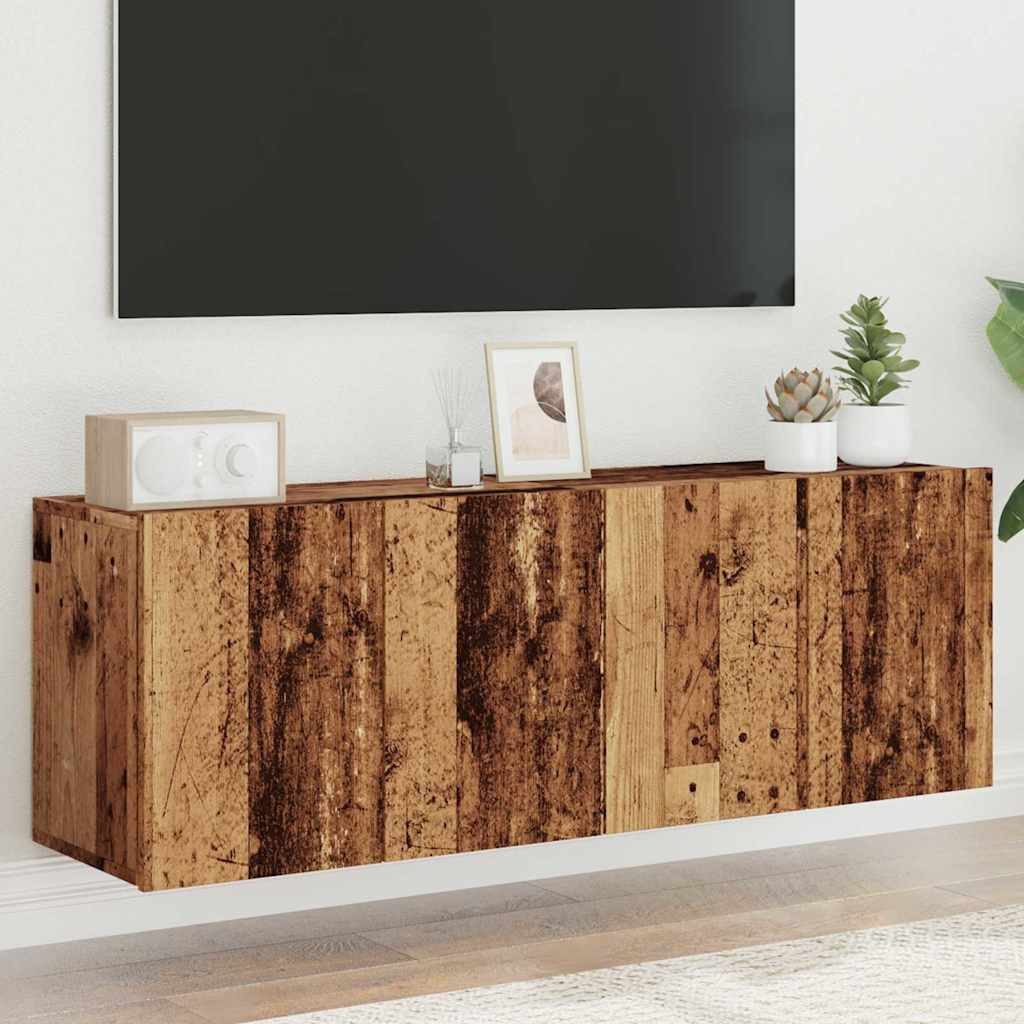 vidaXL TV-Wand TV-Wandschränke 2 Stk. Altholz-Optik 60x30x41 cm, (2-St)
