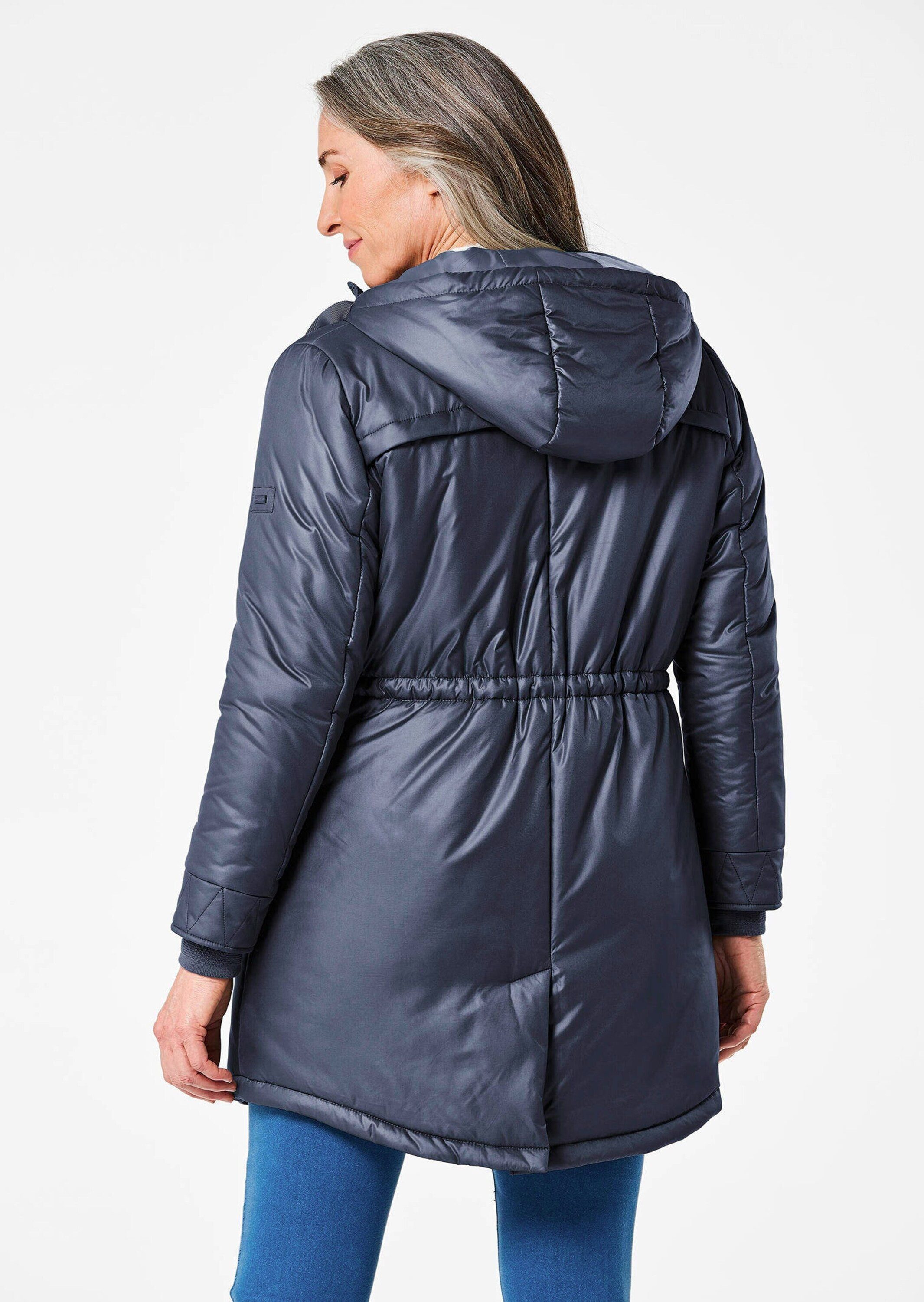 GOLDNER Winterjacke Kurzgröße: Sportiver Anorak mit Kapuze & Stepp Unifarbenes Design mit Stehkragen und verstellbarem Bund
