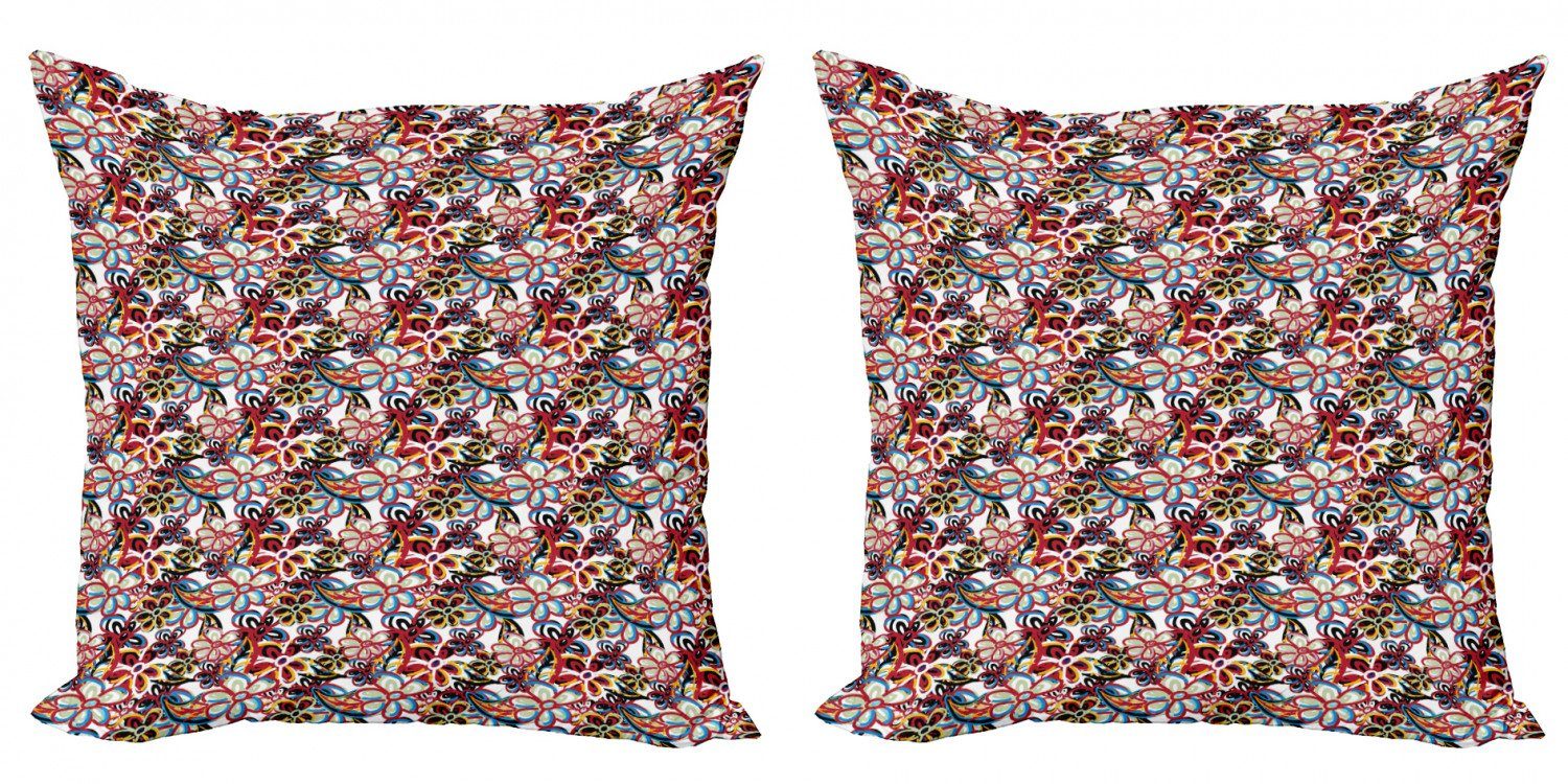 Kissenbezüge Modern Accent Doppelseitiger Digitaldruck, Abakuhaus (2 Stück), Bunt Cartoon-Stil Blumen