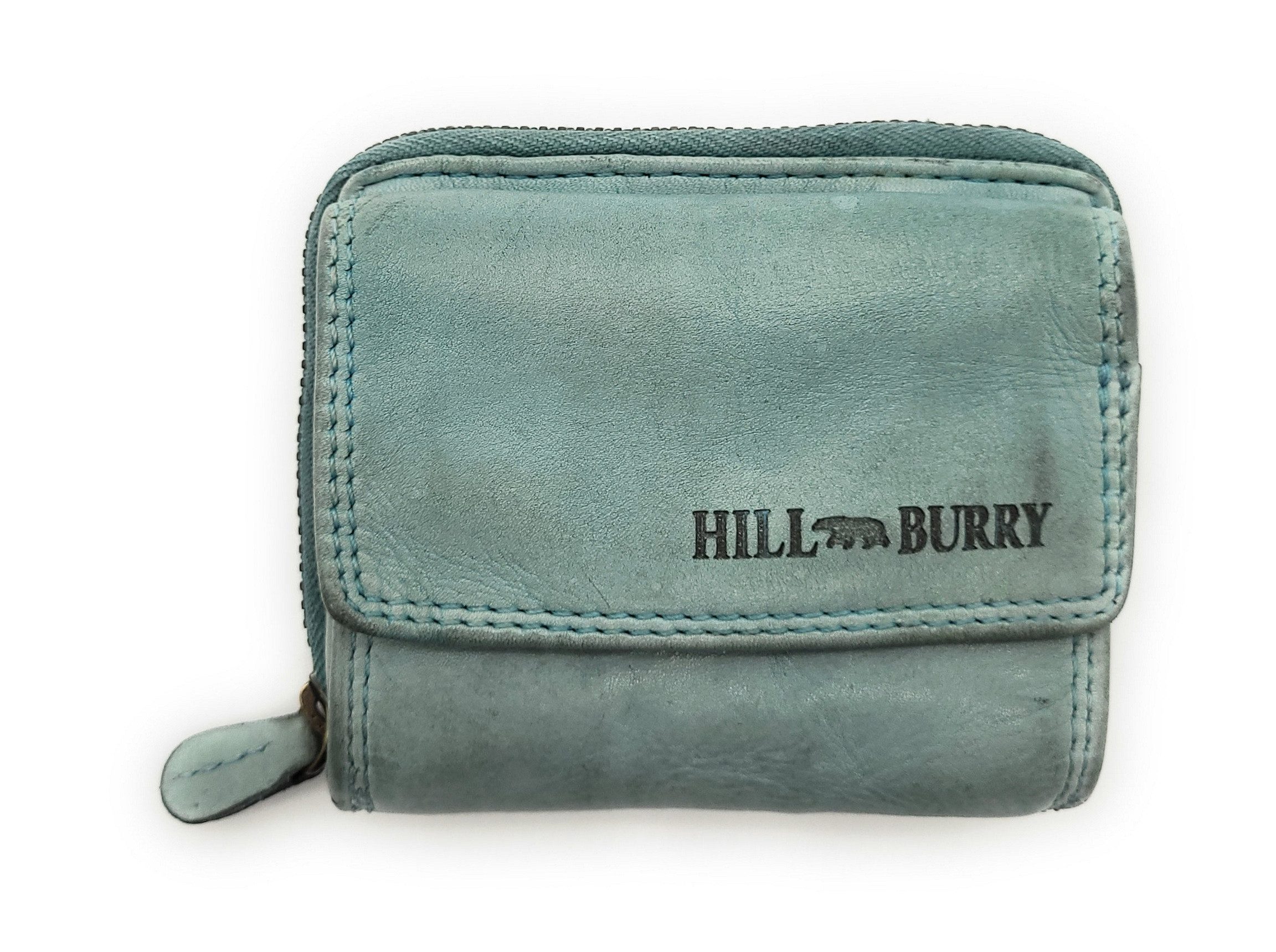 Hill Burry Mini Geldbörse kleines Waschleder Damen Portemonnaie mit RFID Schutz, Geldbeutel für Urlaub, Reise