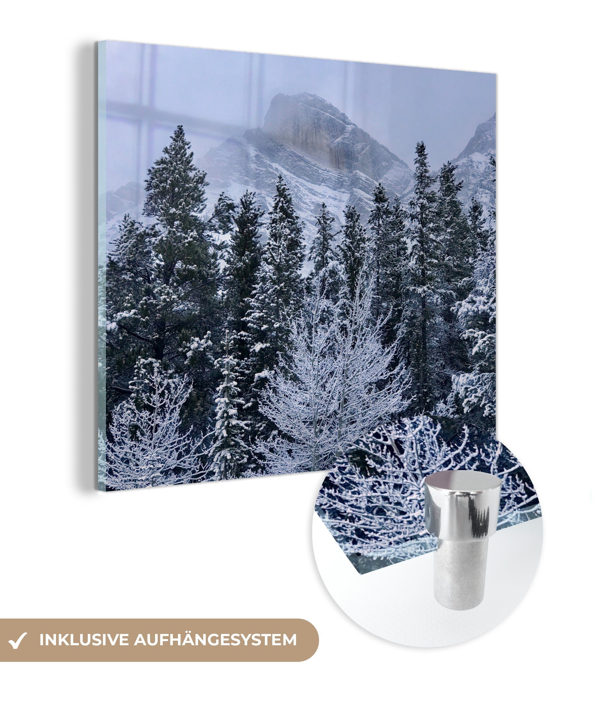 MuchoWow Acrylglasbild Tal mit dem nordamerikanischen Mount Wilson, (1 St), Glasbilder - Bilder auf Glas Wandbild - Foto auf Glas - Wanddekoration