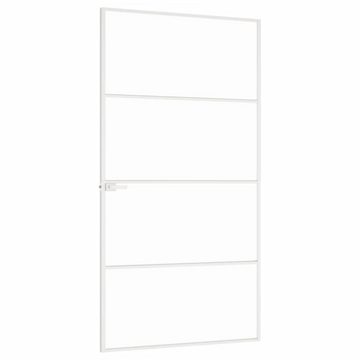 vidaXL Haustür Innentür Weiß 102x201,5 cm Hartglas Aluminium Schlank Zimmertür Glast