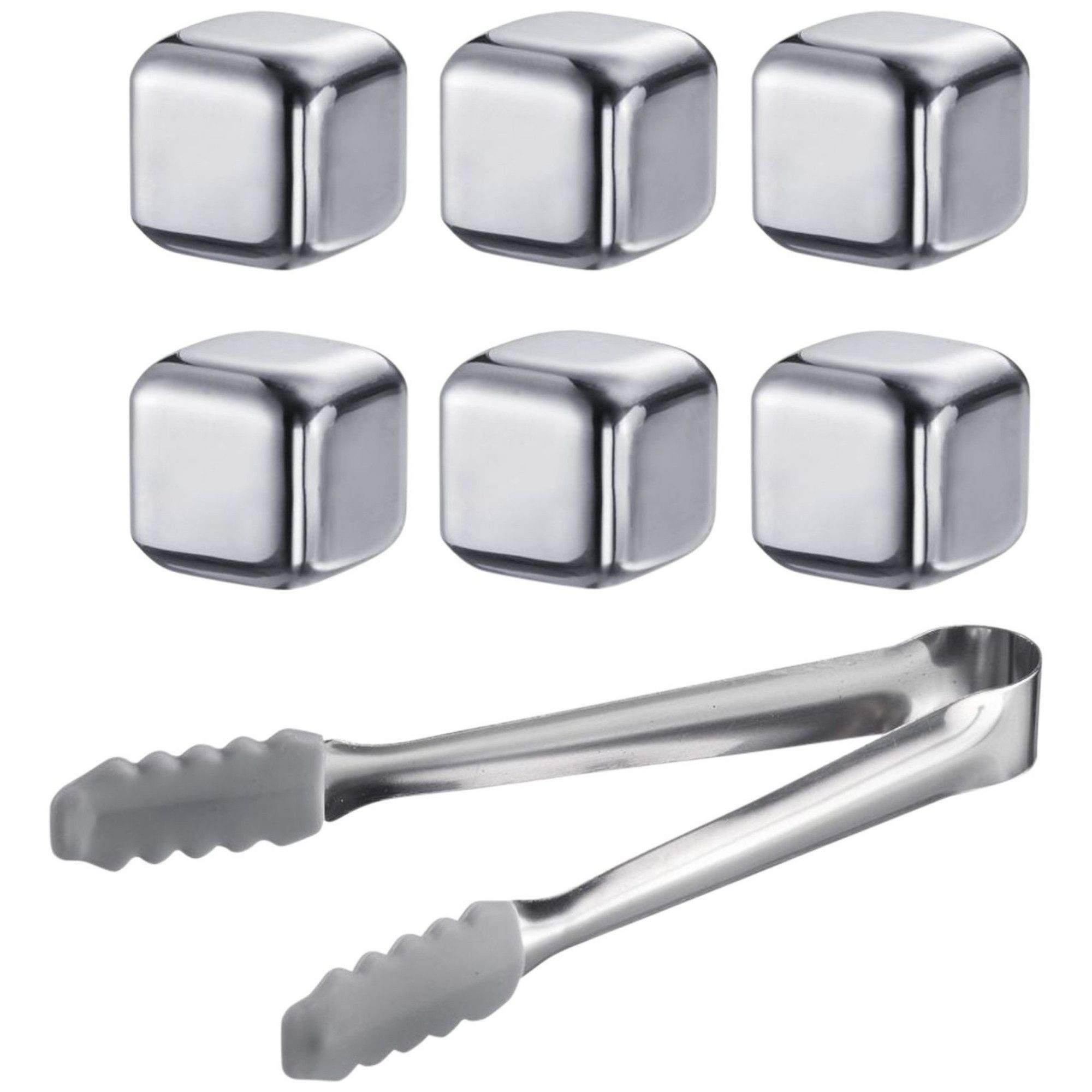 Thiru Eiswürfel-Steine BPA-frei aus lebensmittelechtem Edelstahl, 7-tlg. Set inklusive Zange, 7-tlg. Set inklusive Zange, BPA-frei, lebensmittelechtes Edelstahl