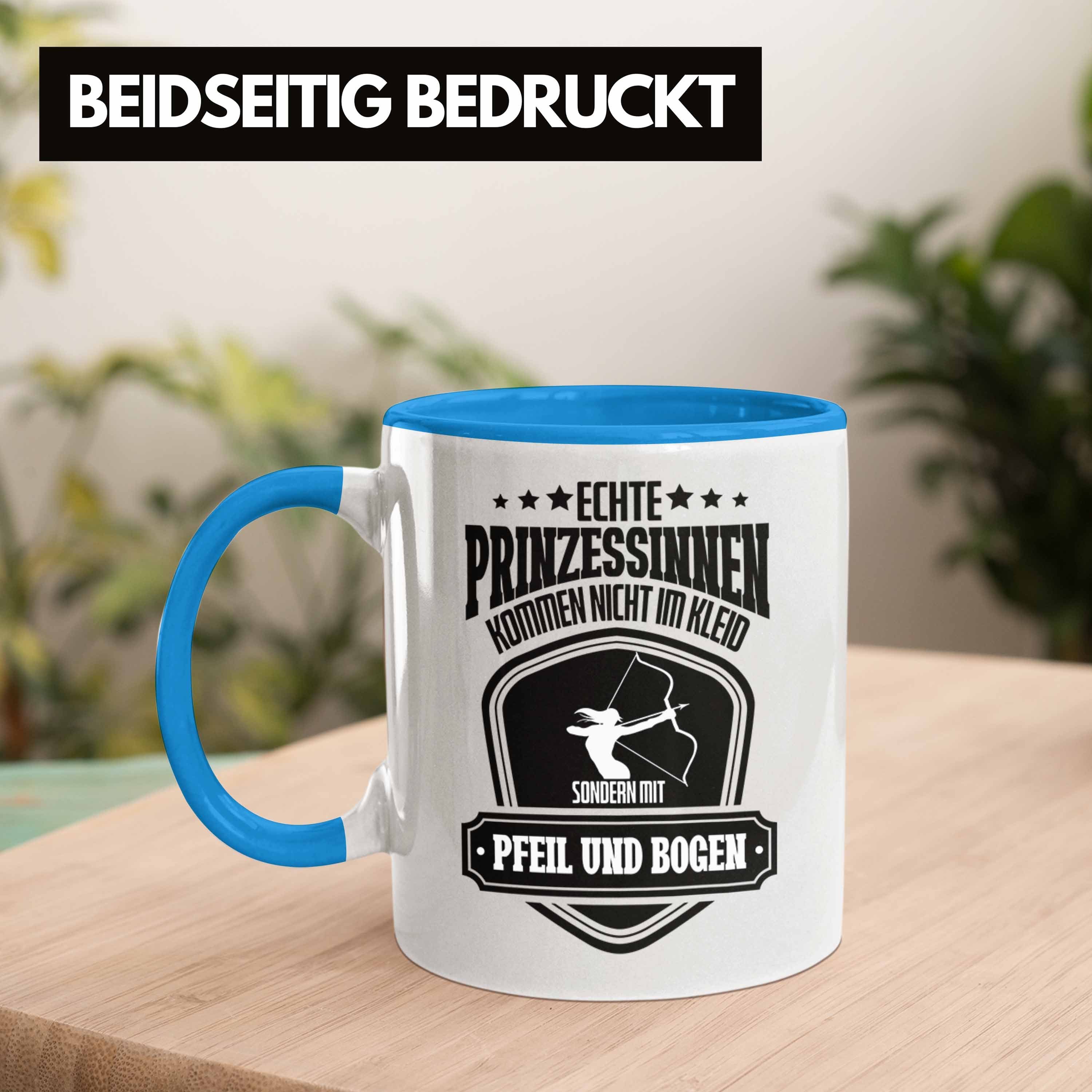 Lustige Tasse mit Frauen Geschenk Blau P Tasse Bogenschießen Trendation Spruch Bogenschützin