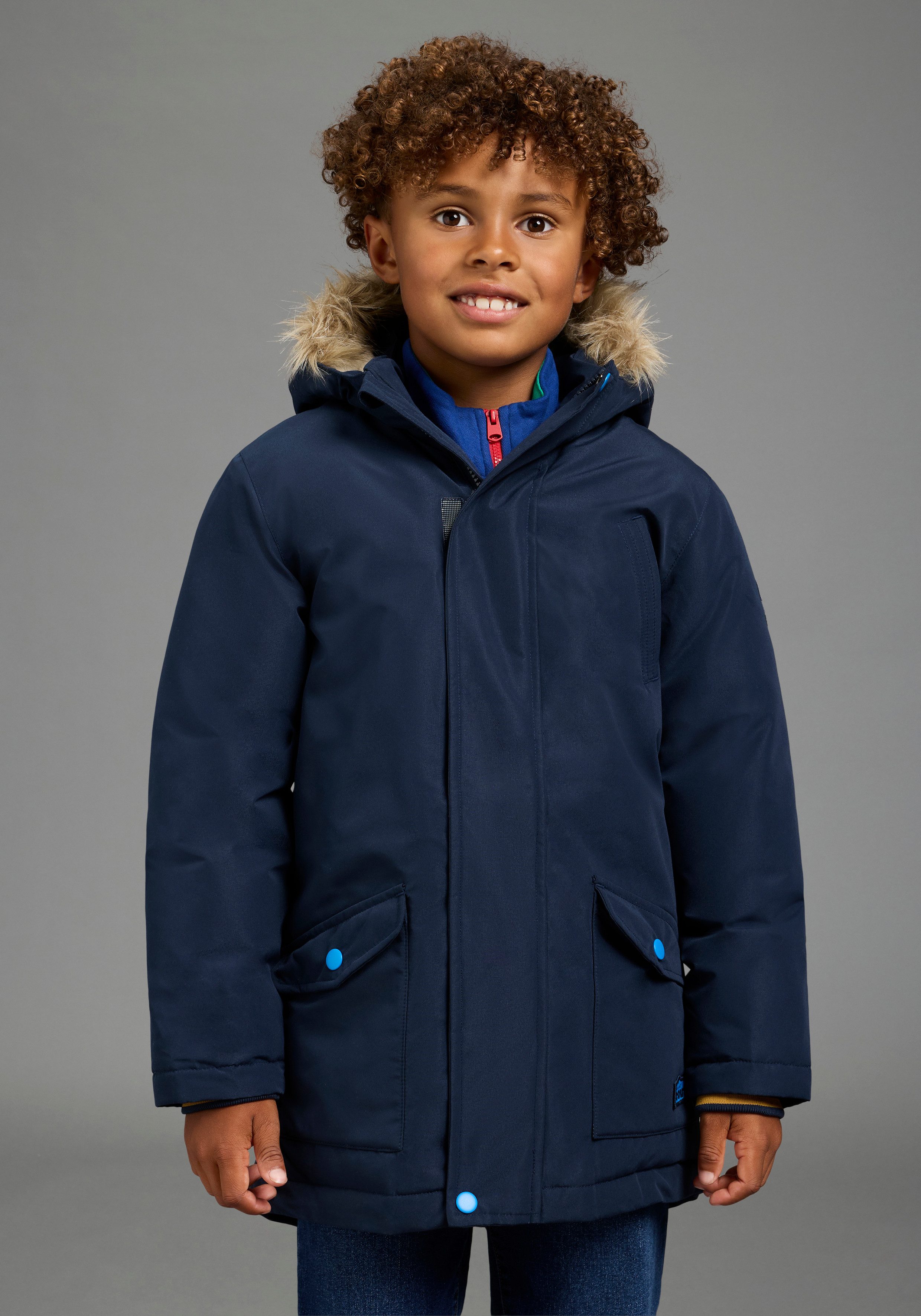 Scout Outdoorjacke Parka mit Fellkragen - NEU von SCOUT mit Kapuze und abnehmbaren Kapuzendetails, mit Fleecefütterung