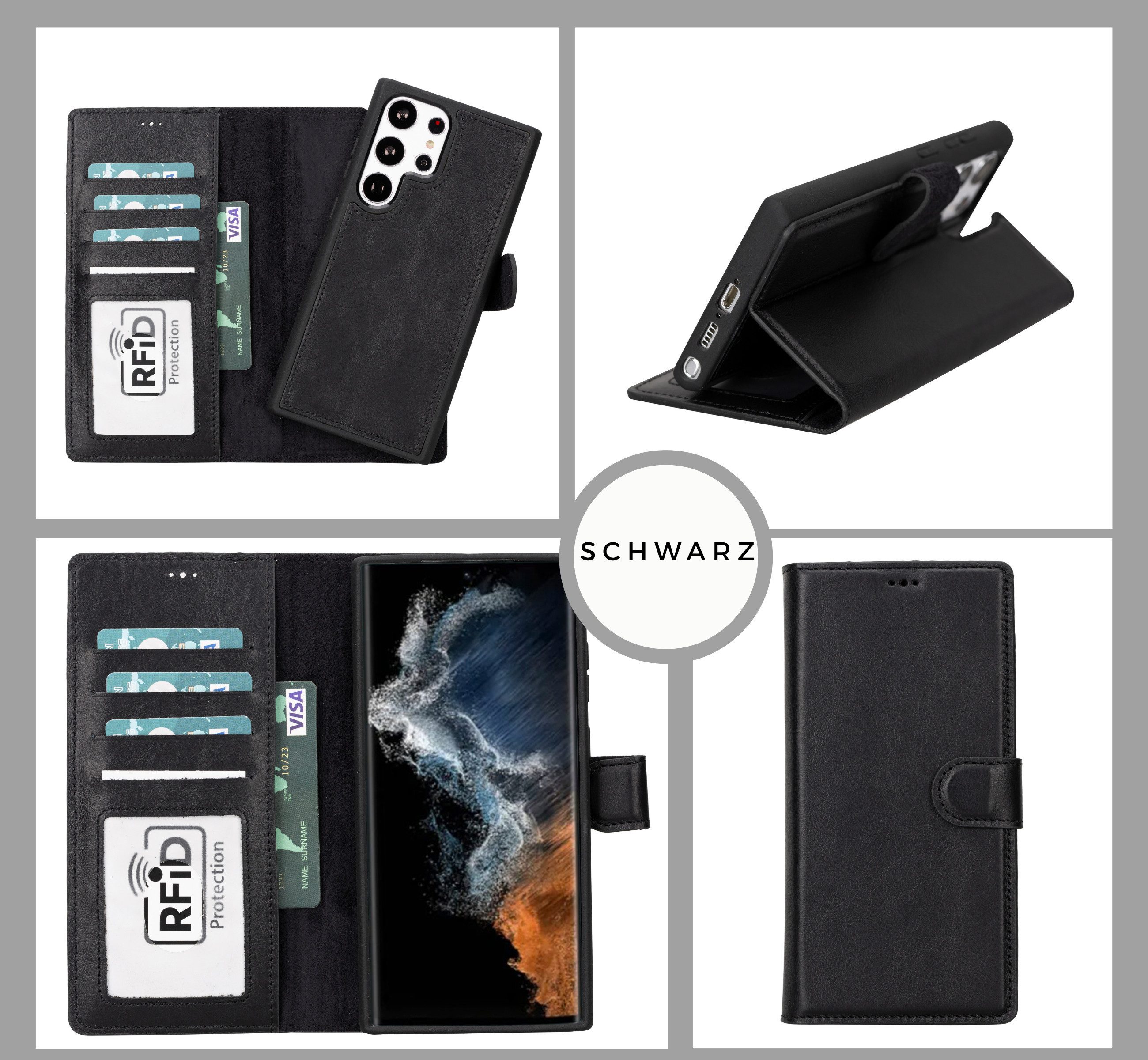 Renna Leather Handyhülle Samsung S26 ULTRA Echtes Leder Handyhülle abnehmbare mit Magnet