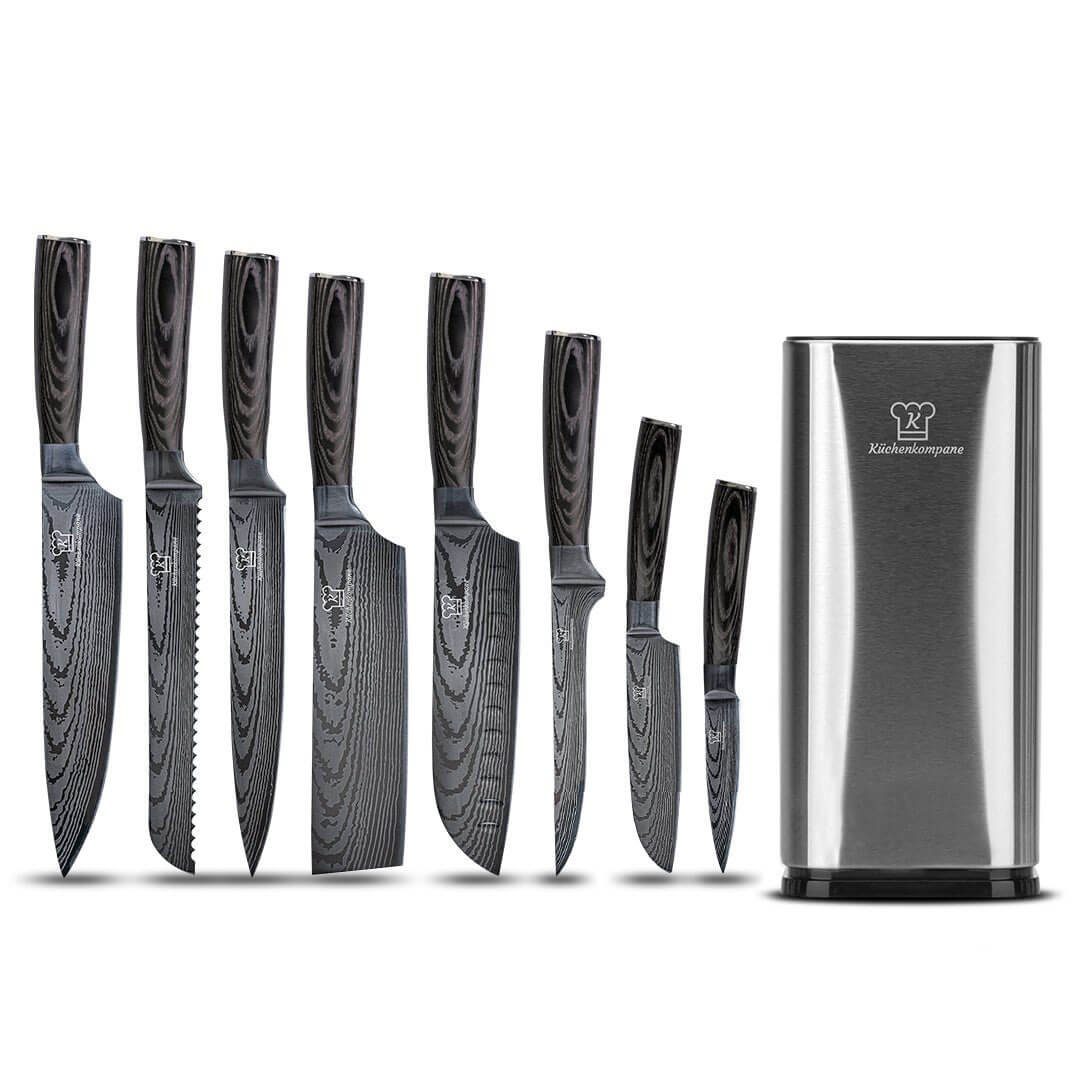 Küchenkompane Messer-Set Messerset mit Edelstahl Messerblock 9-teiliges Set kurai - rostfrei (2-tlg)