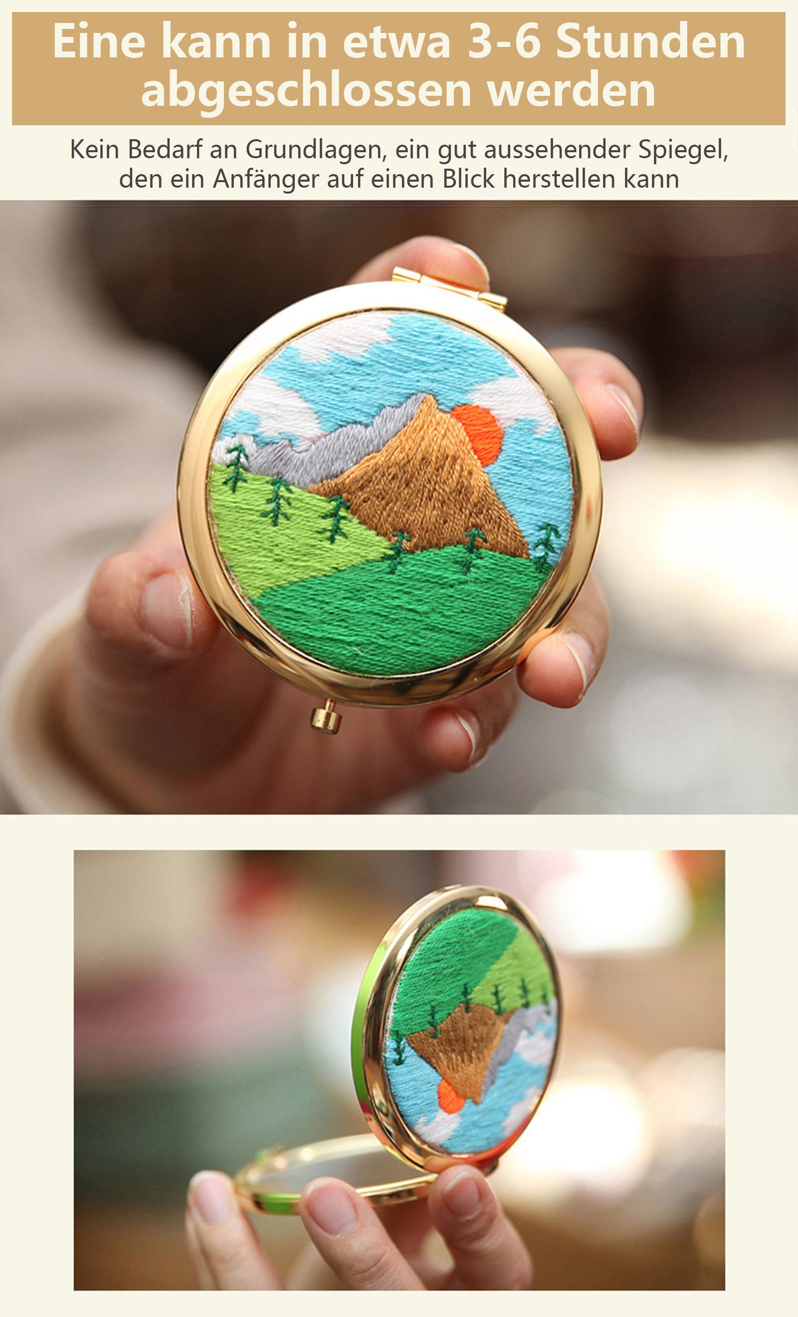 Jumpeak Kreativset Stickerei handgemachte kosmetische Spiegel Material Kit, diy handmade, diy handmade creative making