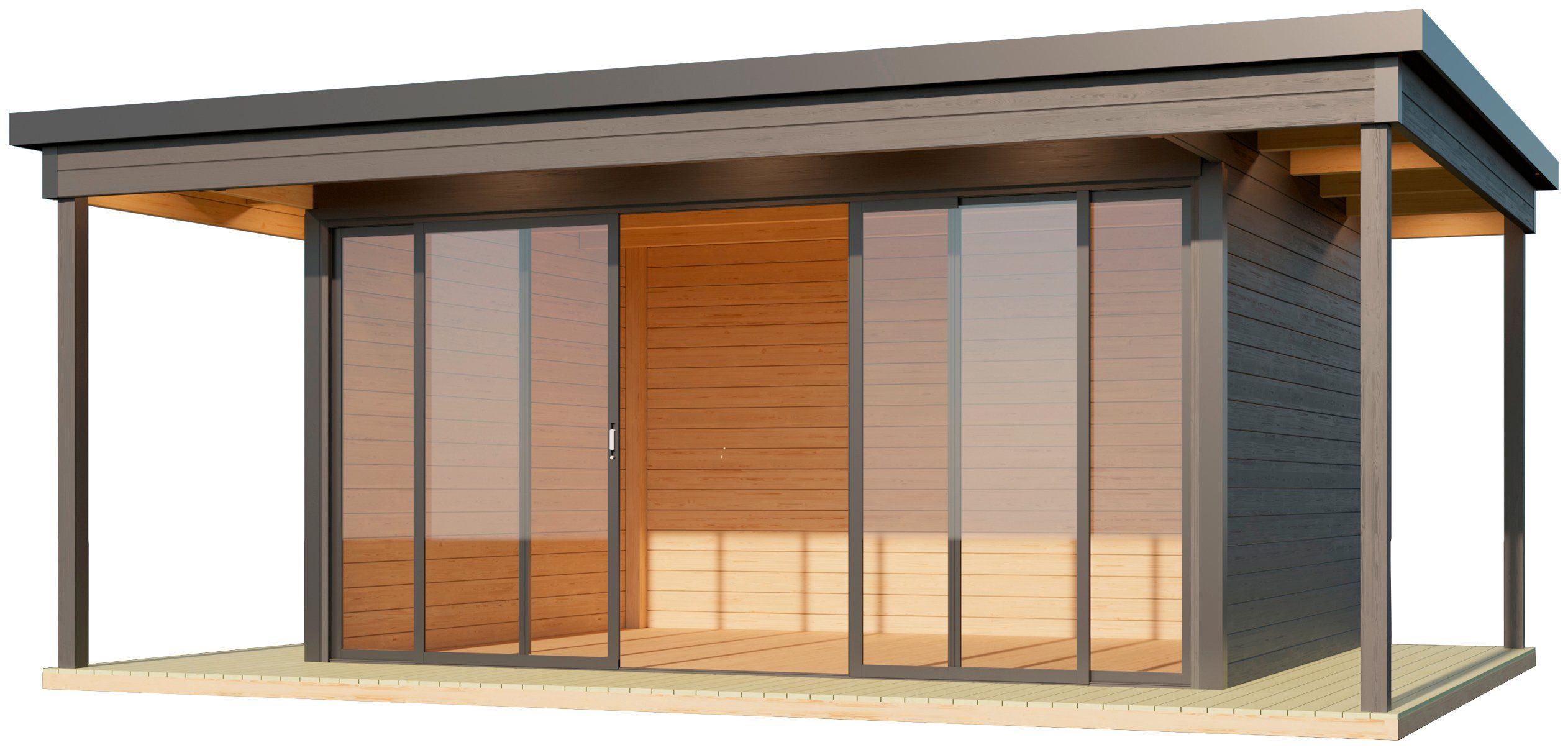 LASITA MAJA Gartenhaus DOMEO 4 LOGGIA CARBONGRAU/ANTHRAZIT - NEU, BxT: 597,6x421,5 cm, (Set), Fundamentmass 800+4180+800 x 800+3219, Carbongrau