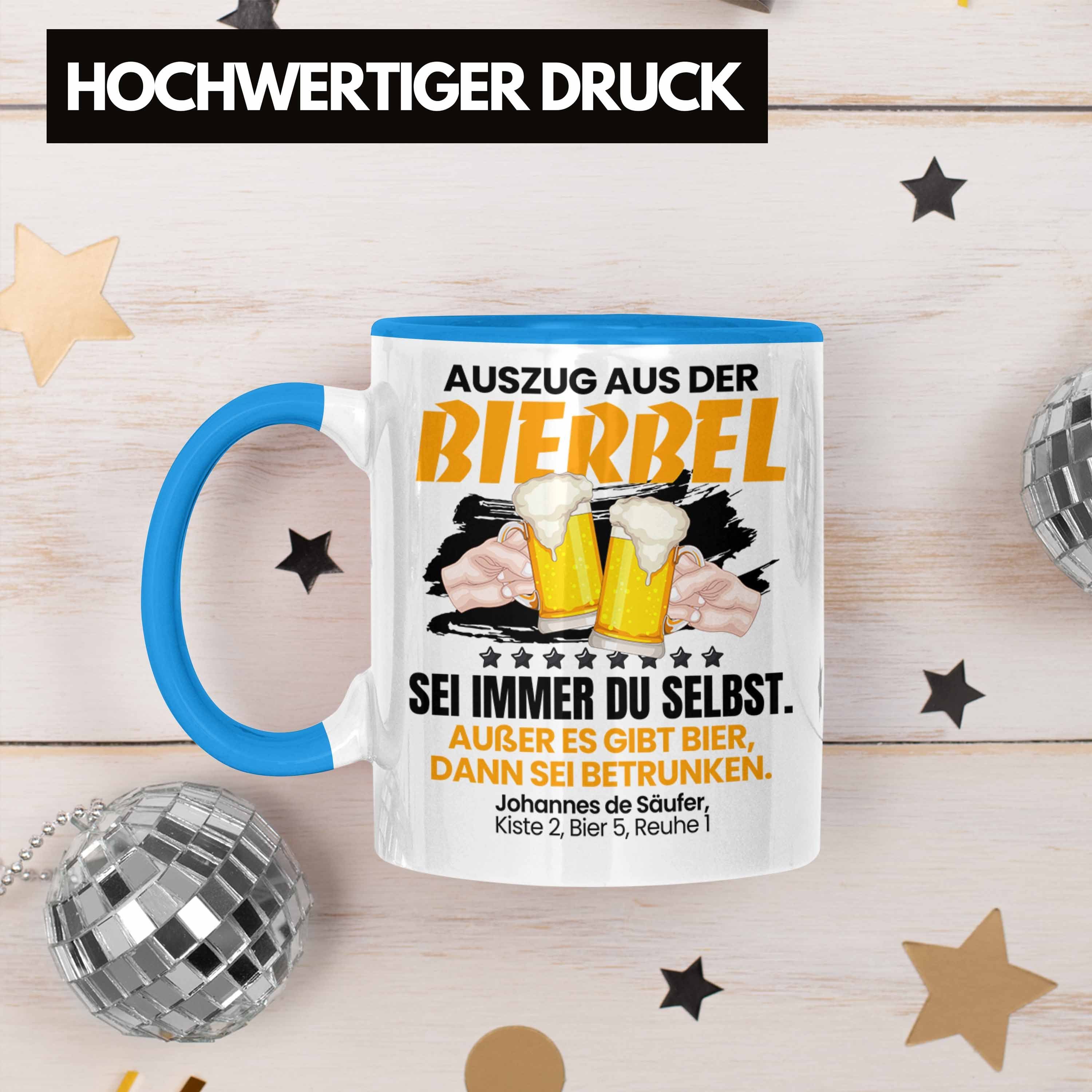 Trendation Tasse Auszug Bier-Liebhaber Bierbel Tasse Geschenkidee Blau Männer Geschenkidee S