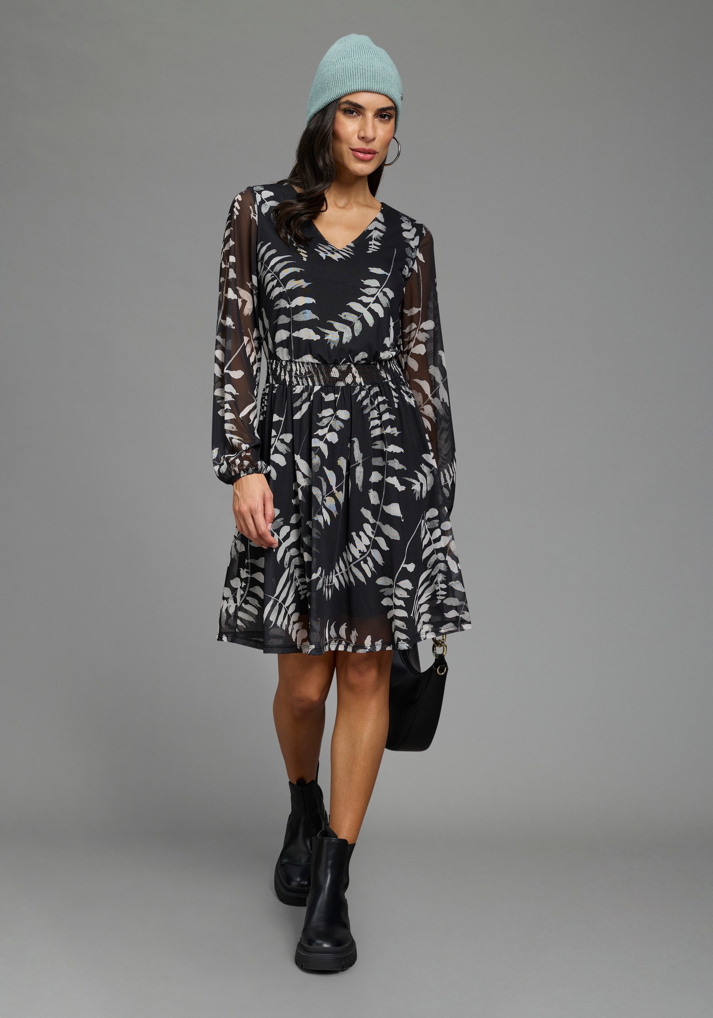 Laura Scott Meshkleid Meshkleid, elastisches Material, taillierte Passform, elastischer Bund