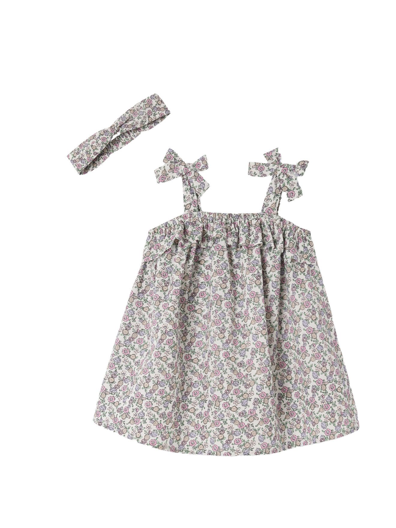 Kleid & Leggings Mädchen Baby-Set: Kleid & Haarband mit Blumenprint