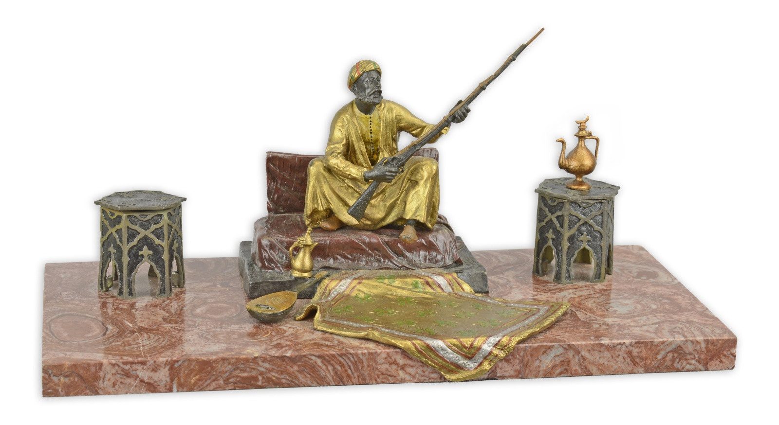 Aubaho Dekoobjekt Tintenfass Bronzeskulptur Teetrinker Wiener Stil Replikat Retro Design