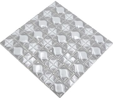 Mosani Mosaikfliesen Glasmosaik Crystal Mosaik grau glänzend / 10 Matten