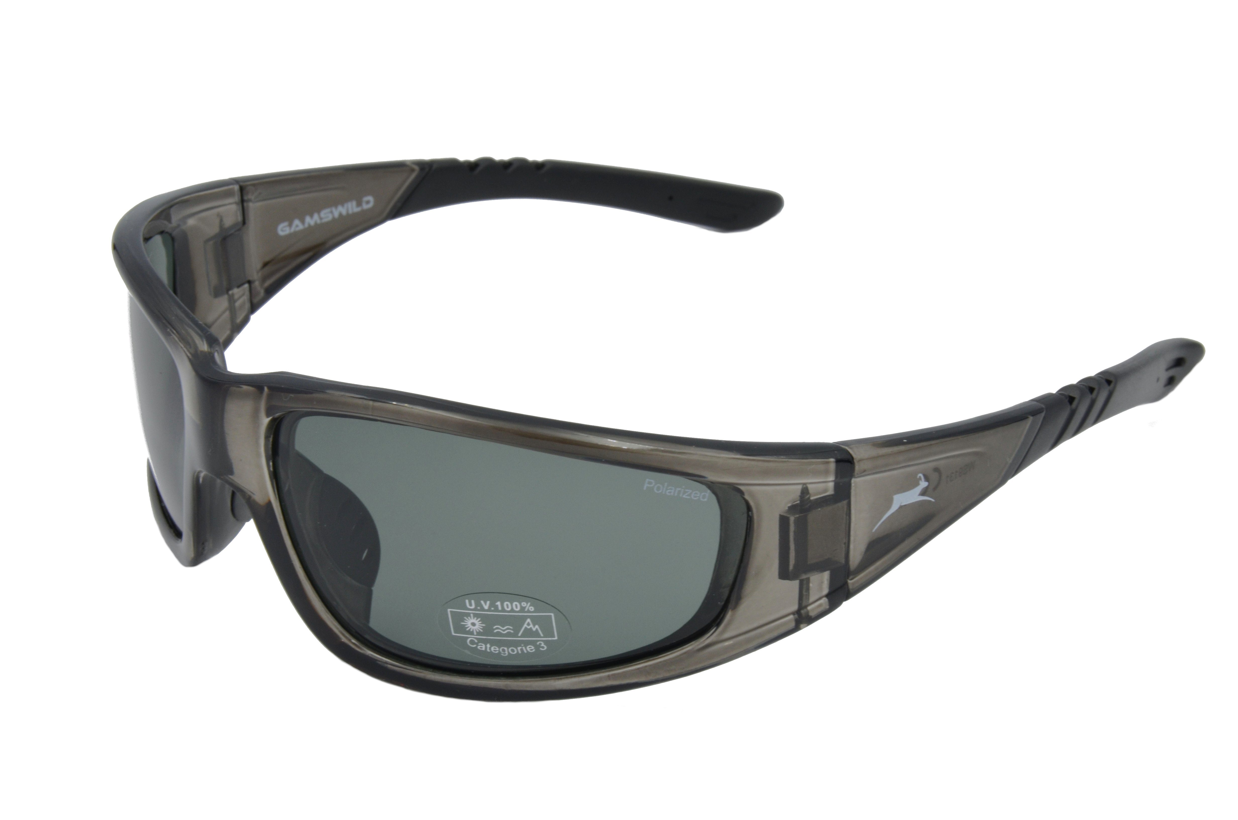 braun, Herren WS9131 Fahrradbrille polarisiert Unisex, Damen Skibrille Sportbrille Sonnenbrille Gamswild grau-transparent,