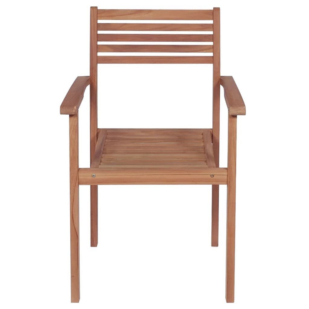 Teak 6 Gartenstuhl Stapelbare Gartenstühle Massivholz Kissen furnicato mit Stk.