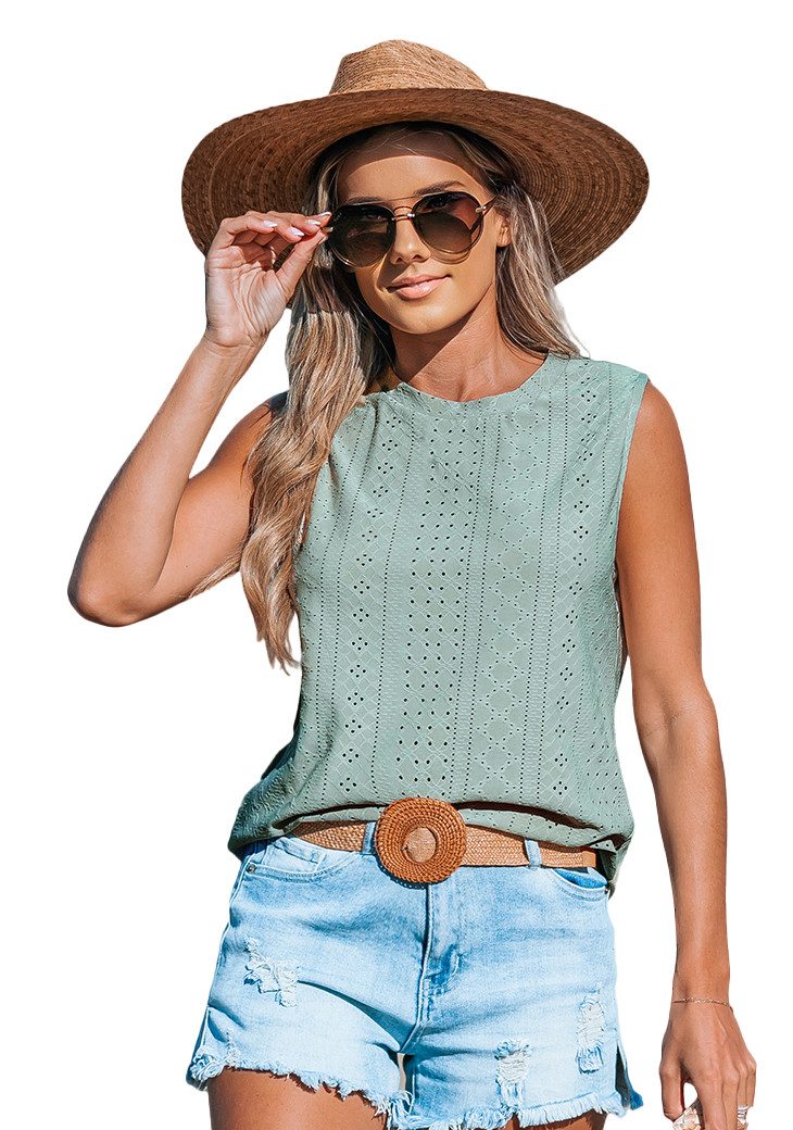 Tanktop Netzstrickweste mit Rundhalsausschnitt
