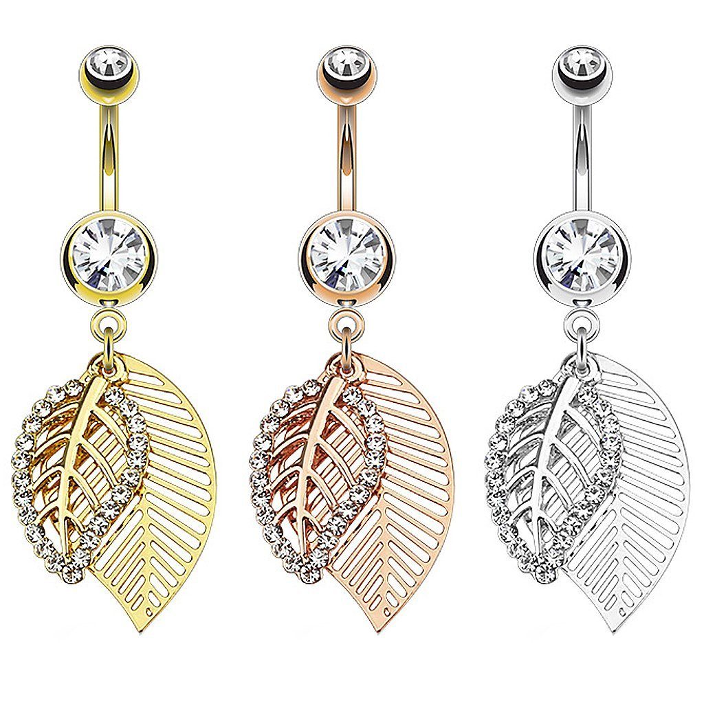 Taffstyle Bauchnabelpiercing Piercing Chirurgenstahl Kristall Blatt, günstig online kaufen