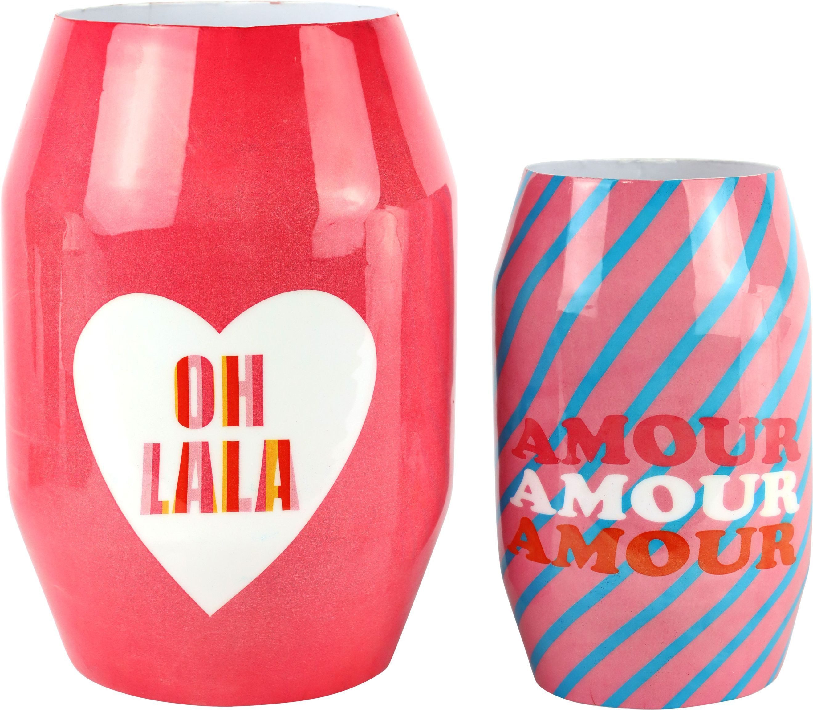 FURNARO Dekovase Message (2 St), 2 Vasen mit Schriftzügen im Pop-Art-Stil
