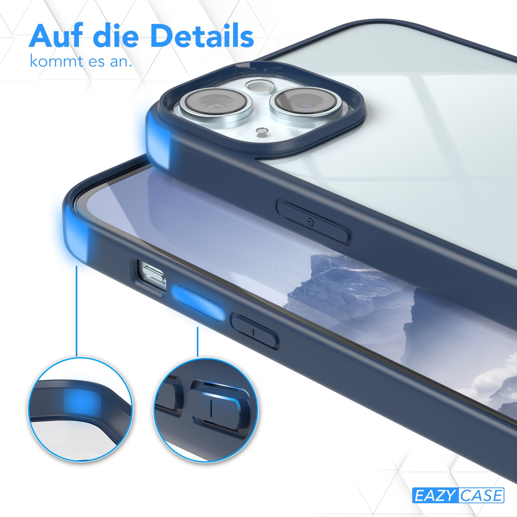 EAZY CASE Handyhülle Bumper Case für Apple iPhone 15 Plus 6,7 Zoll, Handyhülle Dünn mit Kameraschutz Hybrid Handyhülle Rand Nacht Blau – Bild 4 von 5