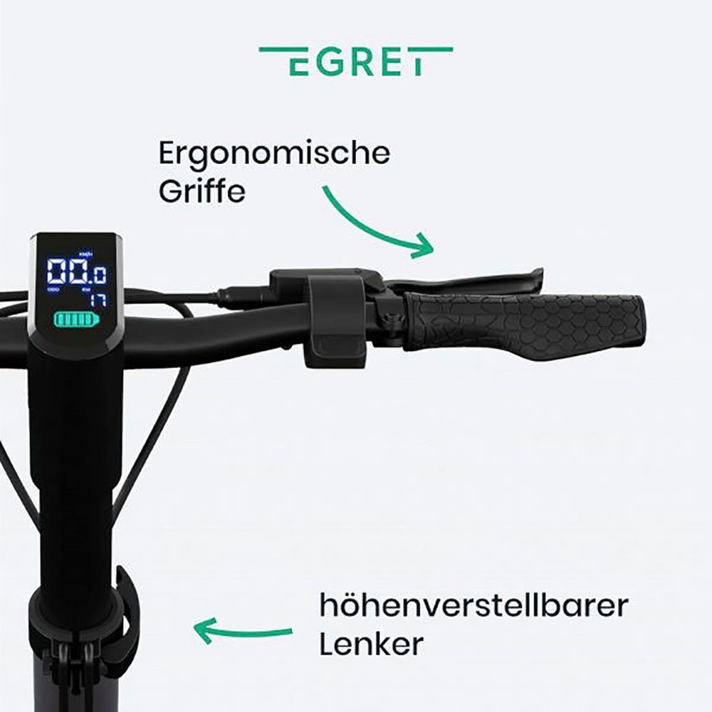 Egret E-Scooter Egret Pro, mit zu inkl. Seilschloss 20 km/h, km 80 Reichweite, bis Straßenzulassung