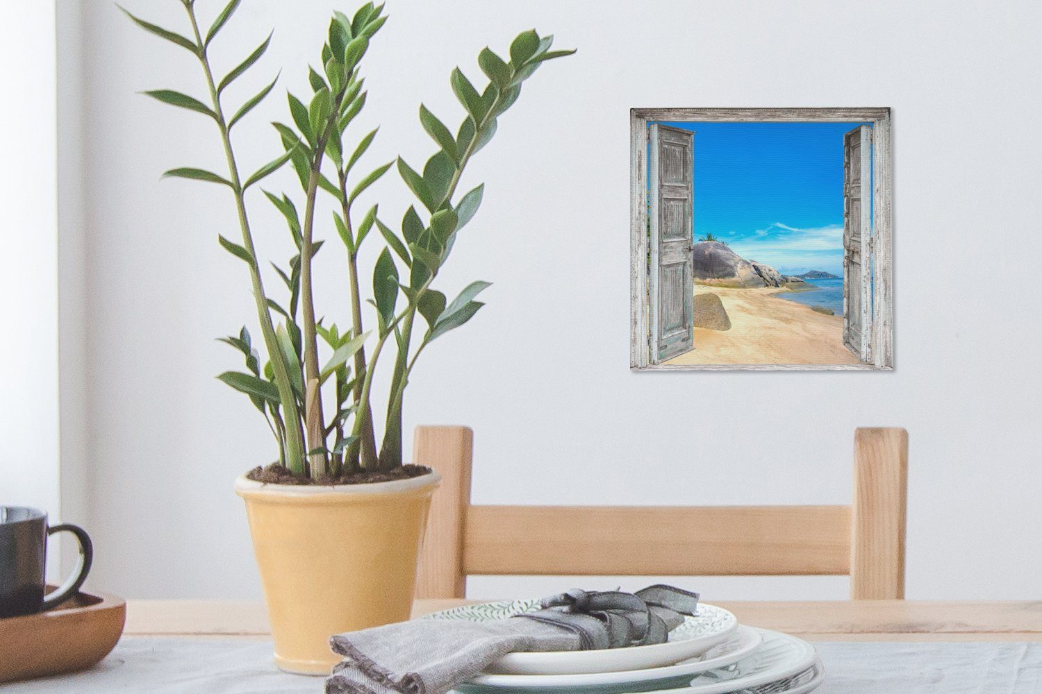 OneMillionCanvasses® Leinwandbild Wohnzimmer Meer, - Schlafzimmer Tropisch - Strand für Bilder - (1 - Blick Sommer St), Leinwand