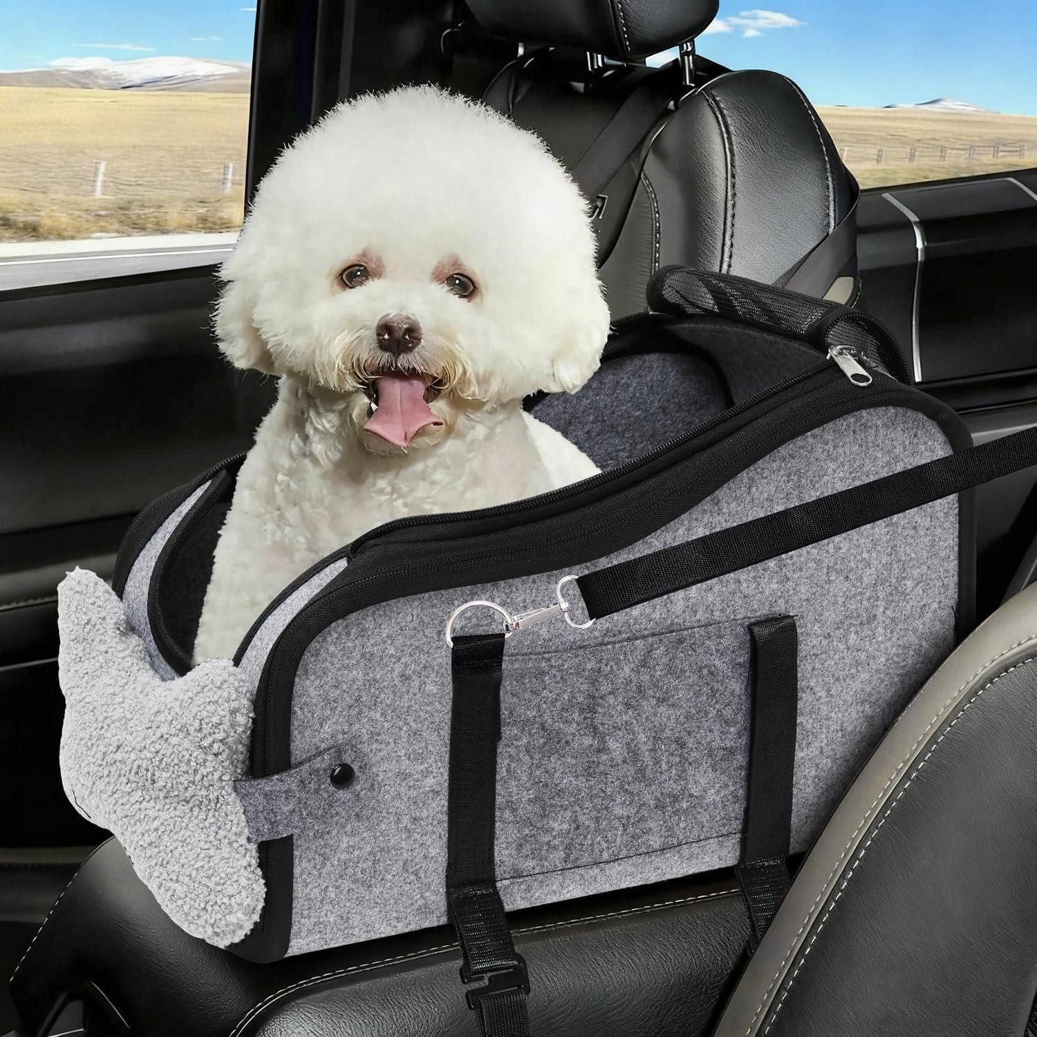Hunde-Autositz Hundeautositz für kleine Hunde mit Aufbewahrungstaschen und Gurt