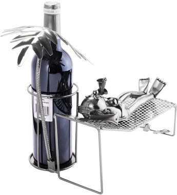 BRUBAKER Weinflaschenhalter Frau im Urlaub Flaschenhalter, (inklusive Grußkarte), Weinhalter Metall Skulptur, Wein Geschenk