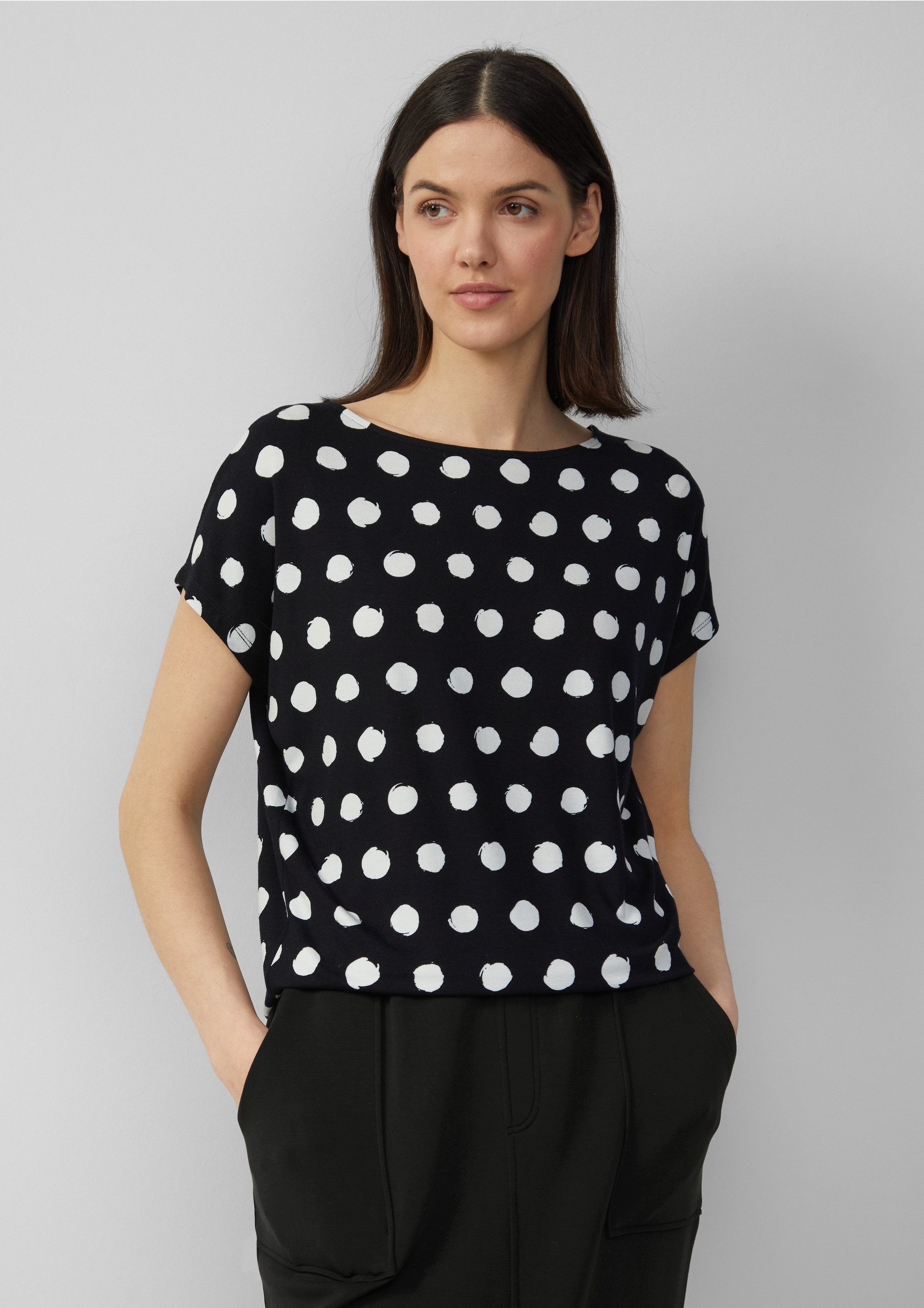 s.Oliver Kurzarmshirt T-Shirt Viskosemix-T-Shirt im Relaxed Fit günstig online kaufen