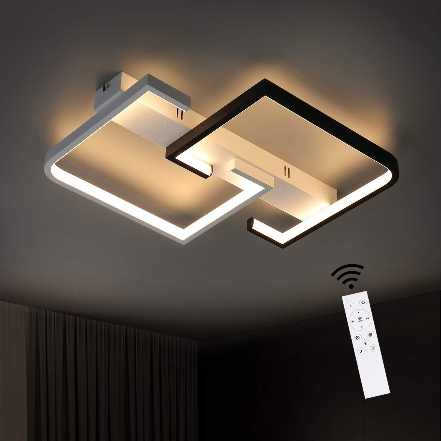 Hochwertige für Lampenperlen, fest Deckenleuchte LED Modern Flur, ZMH integriert, Deckenlampe LED 3000-6500k Schlafzimmer SchwarzWeiß