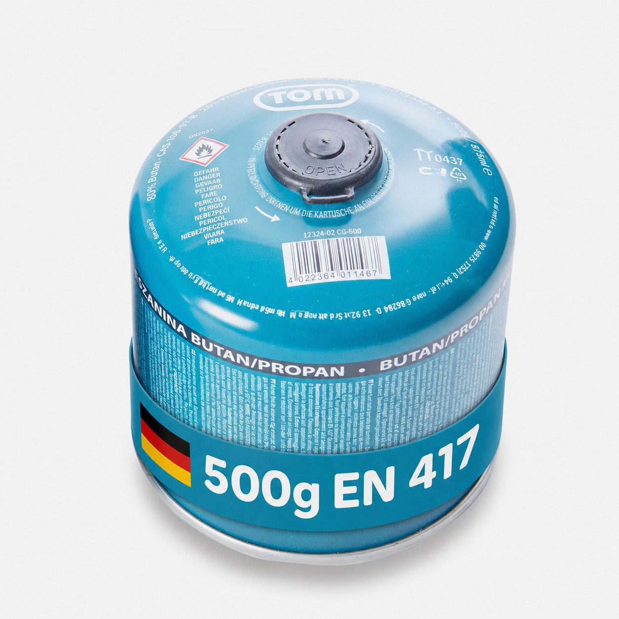 TOM Gaskartusche 500g Schraubgaskartuschen Set EN417, 1 St., Butan-/Propangemisch, 1er Set