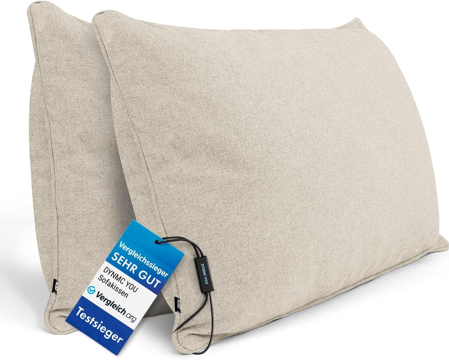 DYNMC you Sofakissen mit Füllung und Bezug - 2er Set mit Viel Füllung, Rückenkissen mit Baumwoll-Bezug - Bequeme Dekokissen