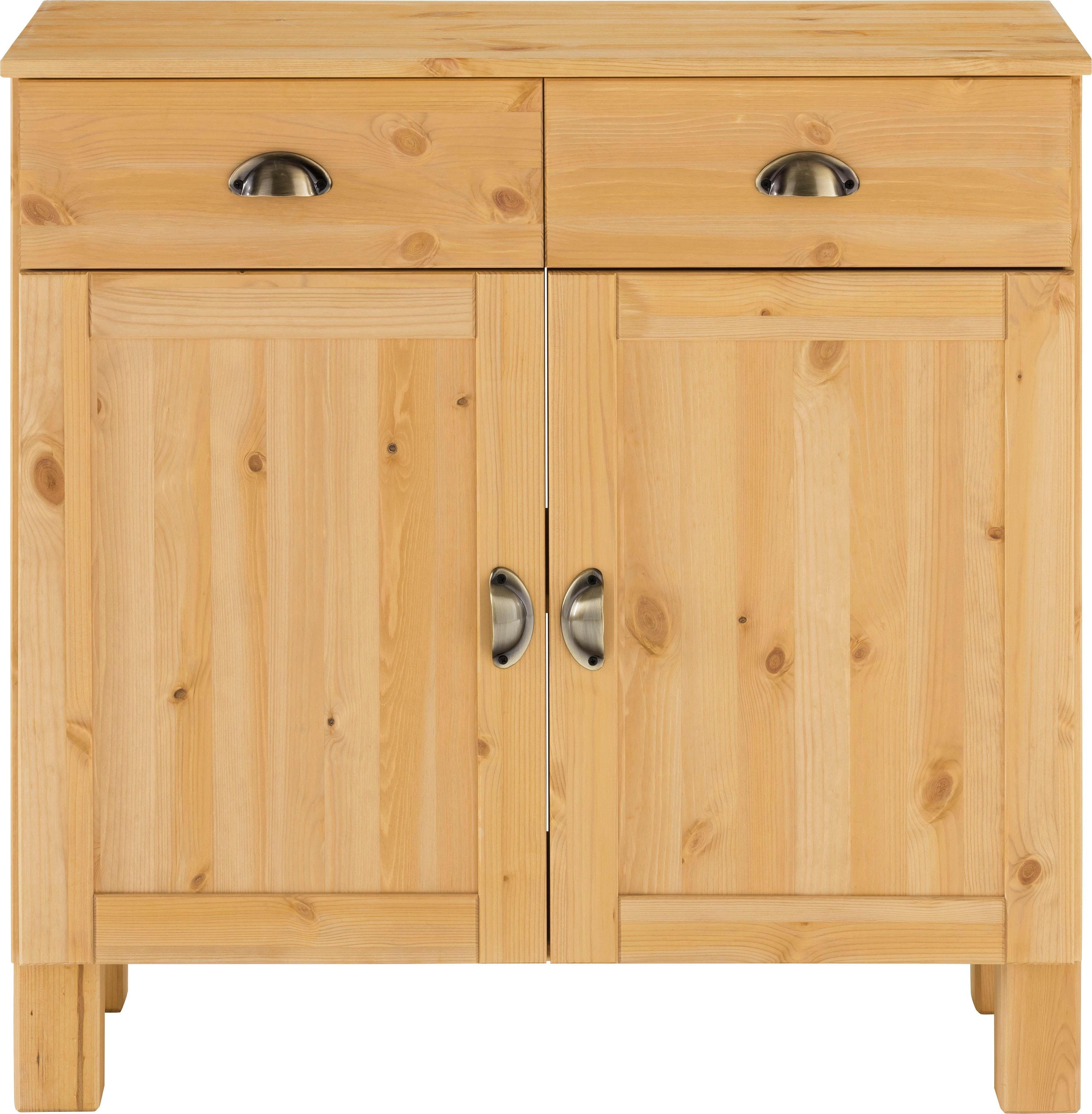 Home affaire Unterschrank Oslo 85 cm breit, 38 cm tief, als Sideboard nutzbar, 2 Türen, 2 Schubladen natur gebeizt/gewachst | Beize/Wachs