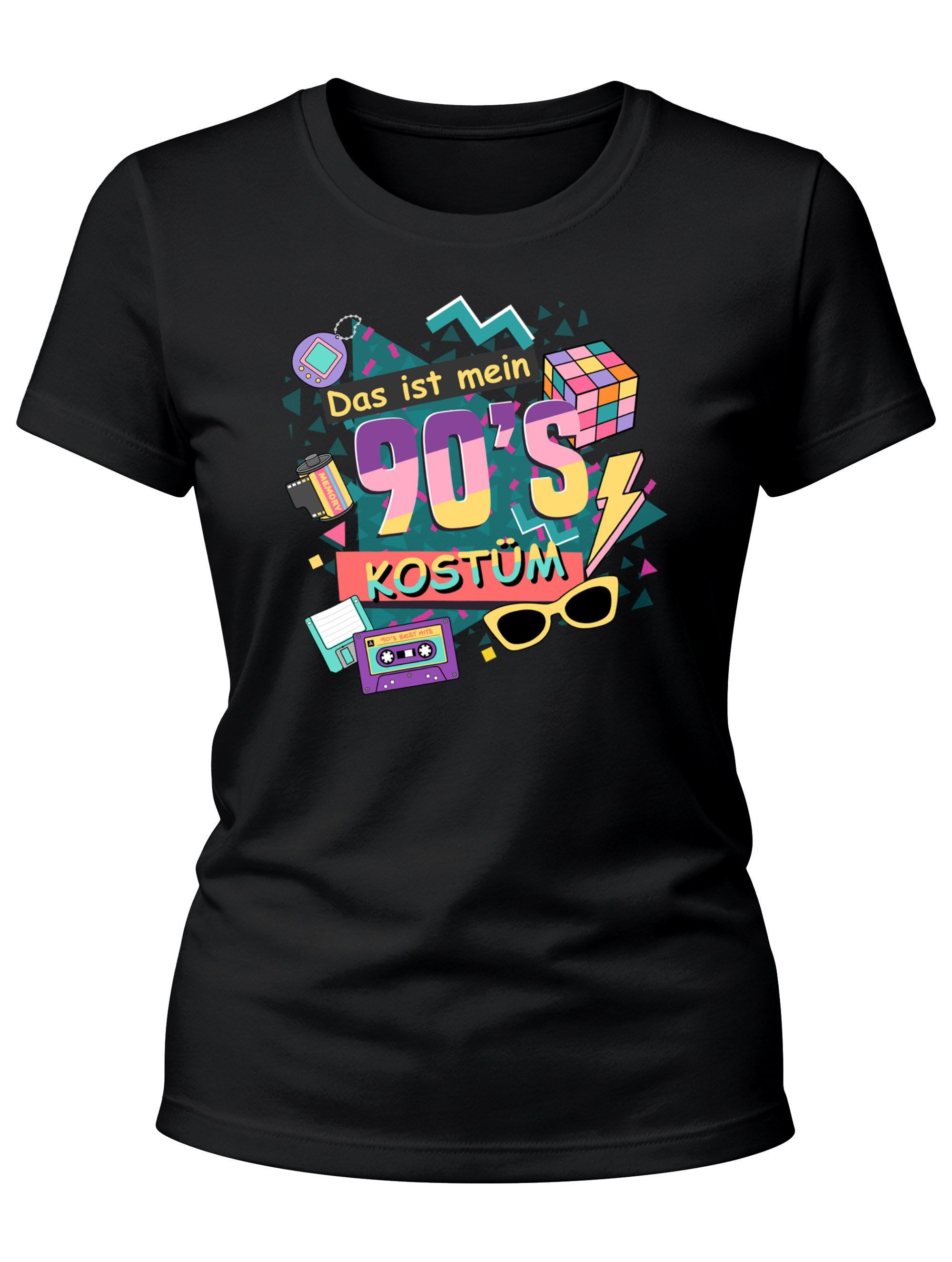 Print-Shirt Damen T-Shirt Das ist mein 90s Kostüm 90er Neunziger Fasching