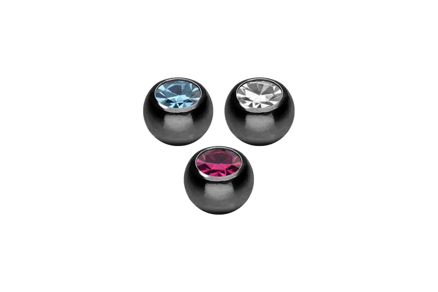 PIERCINGLINE Piercing-Set SET Chirurgenstahl Schraubkugel KRISTALL (Schraub-Aufsätze, 3erSET1 = 1,6 mm Gewinde)