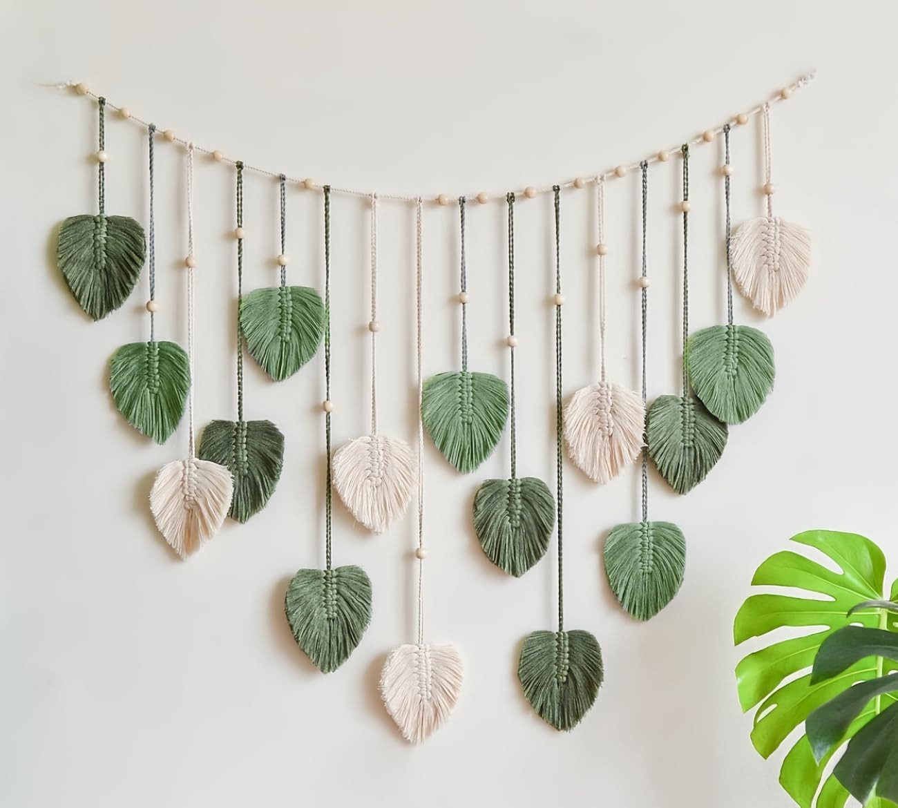 Diwzbyn Hängedekoration Makramee Wandbehang Boho Deko Makramee Wandteppich, für Schlafzimmer Wohnzimmer Kinderzimmer Wanddeko – Bild 2 von 5