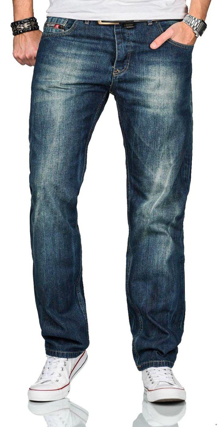 Alessandro Salvarini Straight-Jeans ASBeppo mit geradem Bein mittelblau