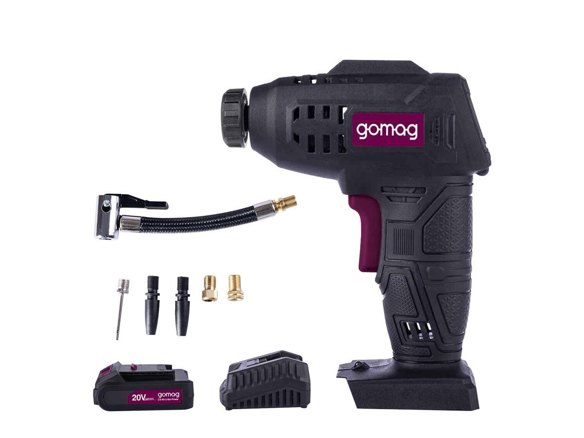 Gomag Akku-Handkompressor GO-LP20 + Starter-Kit 2.0, max. 7 bar, Set, inkl. LCD-Display