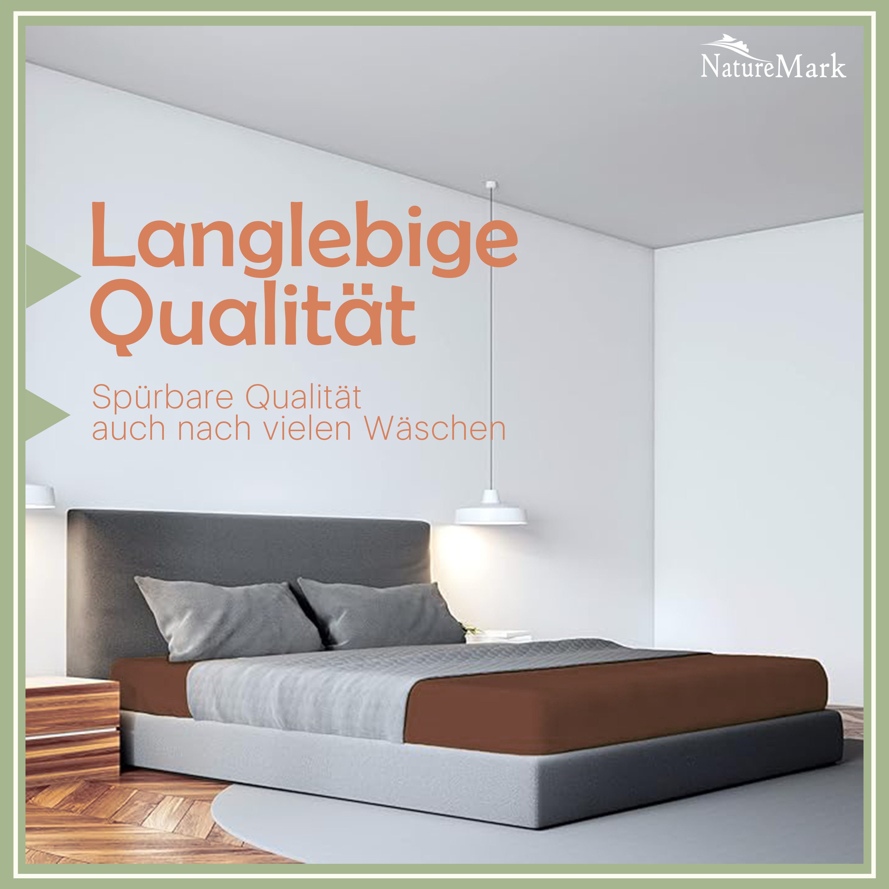 NatureMark Spannbettlaken Mikrofaser Spannbetttuch, Polyester, Gummizug: rundum, viele Größen und Farben Markenware, 90x200cm, Schoko braun