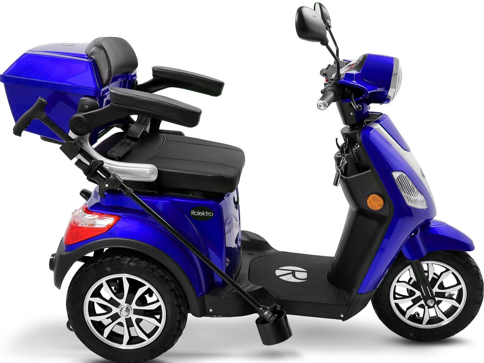 Rolektro Elektromobil Rolektro E-Trike 25 W, 25 V.3, (mit blau Topcase) 1000 km/h, Lithium Akku