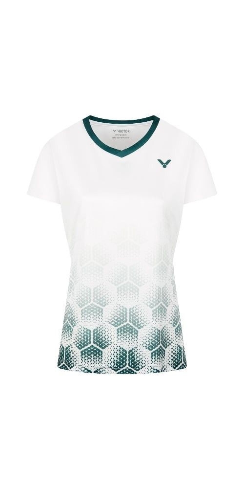 VICTOR T-Shirt Sport-Shirt T-54103 A (100% Polyester) weiss/grün Damen