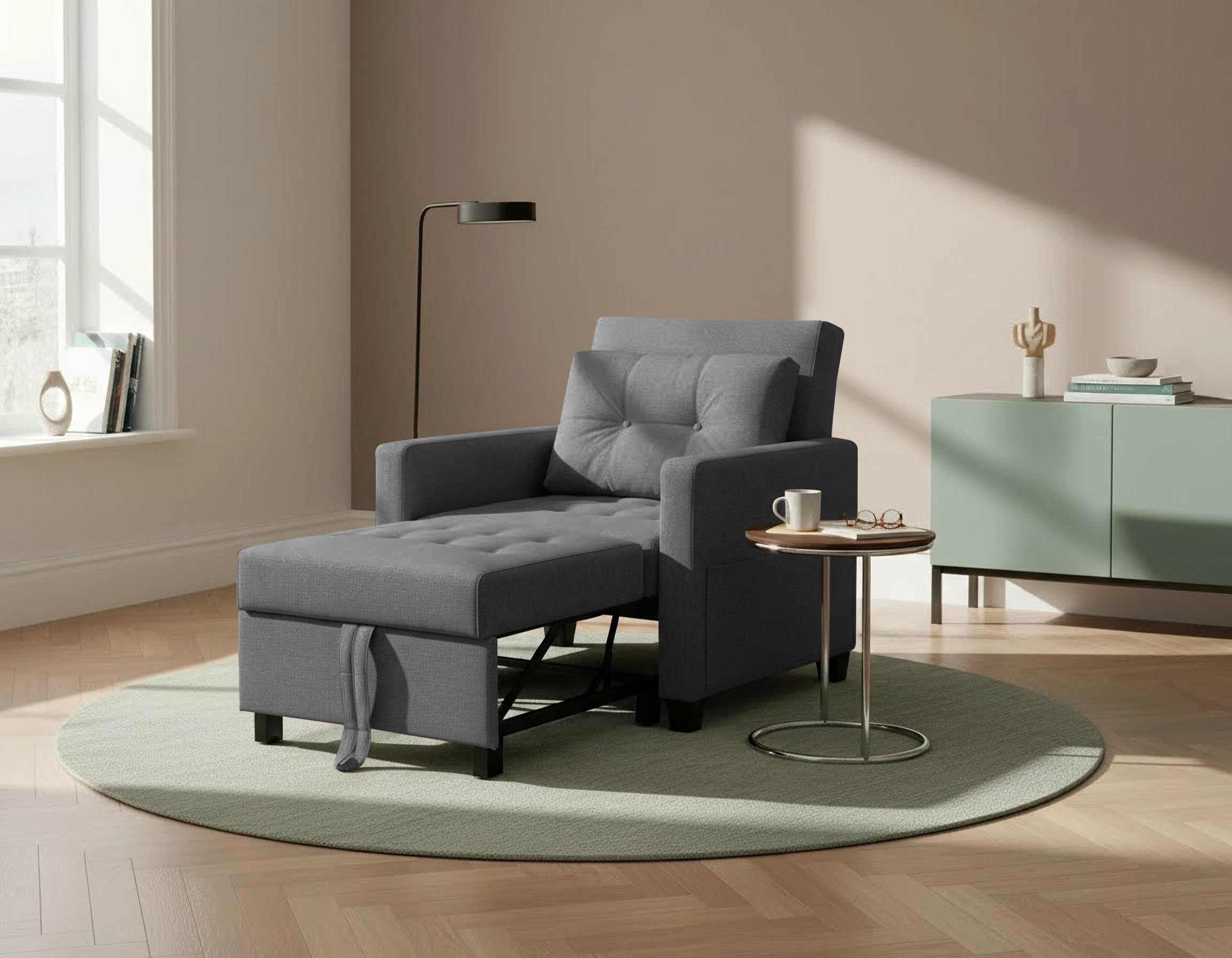 OTTO home Sessel TYLLI, 91 cm, wandelbar zum Gästebett, Schlafliege, klappbar, verstellbarer Rückenlehne, Klappmechanismus, Webstoff