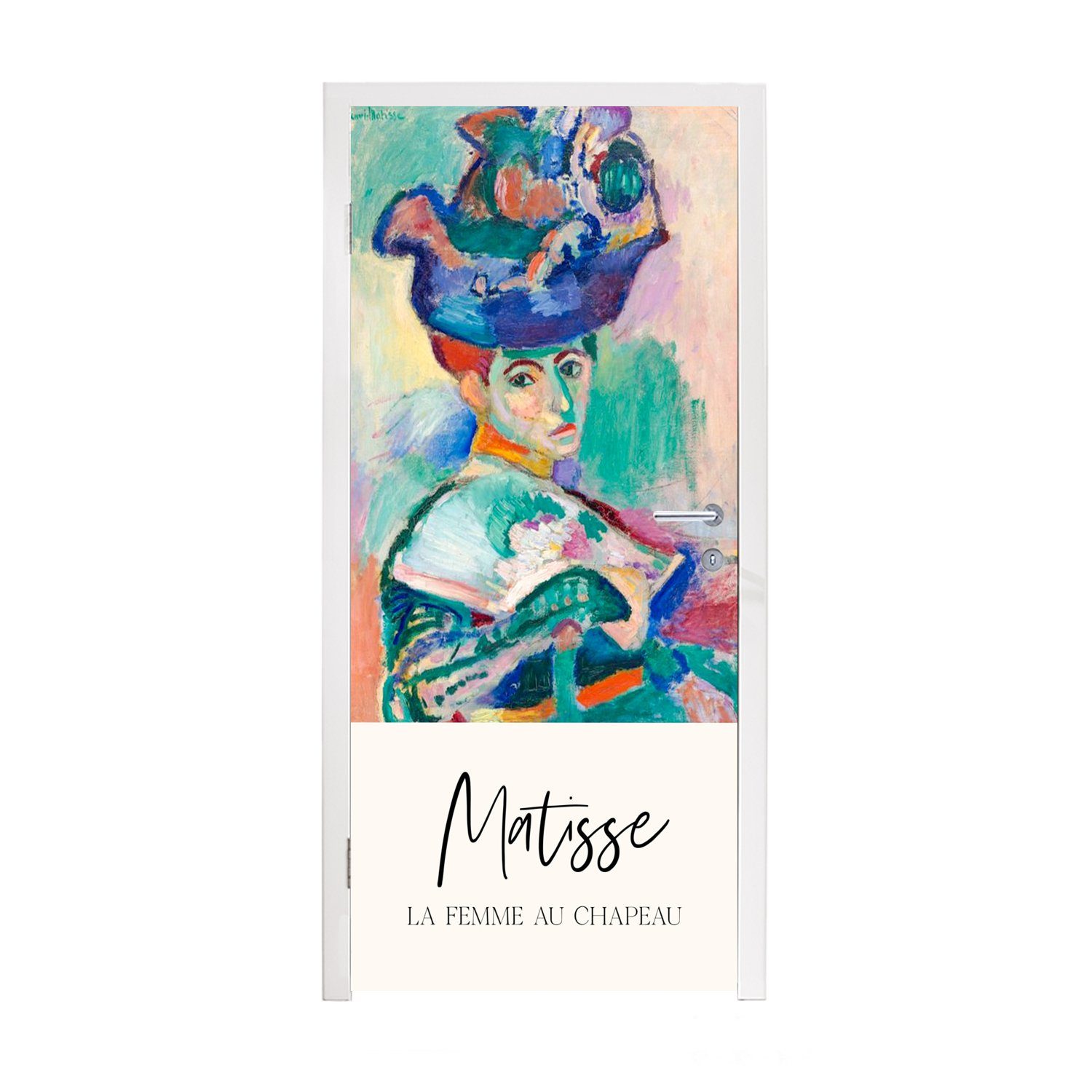 MuchoWow Türtapete Die Frau mit dem Hut - Matisse - Kunst, Matt, bedruckt, (1 St), Fototapete für Tür, Türaufkleber, 75x205 cm