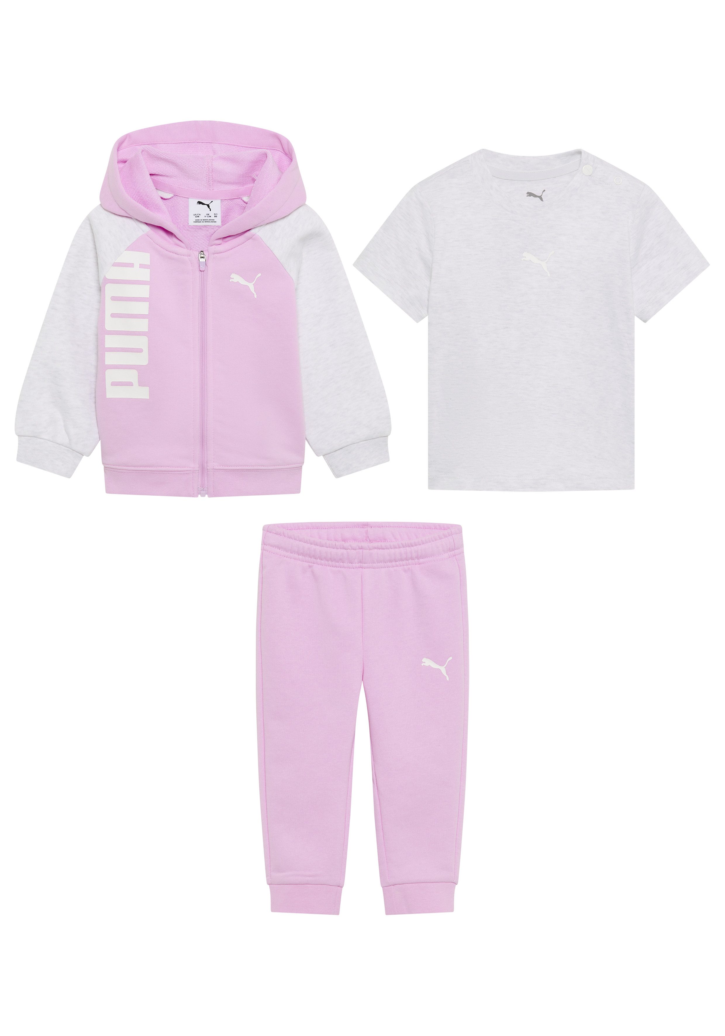 PUMA Trainingsanzug MINICATS TEE HOODED FZ AND PANTS SET TR INF (2-tlg), für Babys, mit Kapuze, im Colour-Blocking-Design – Bild 2 von 3