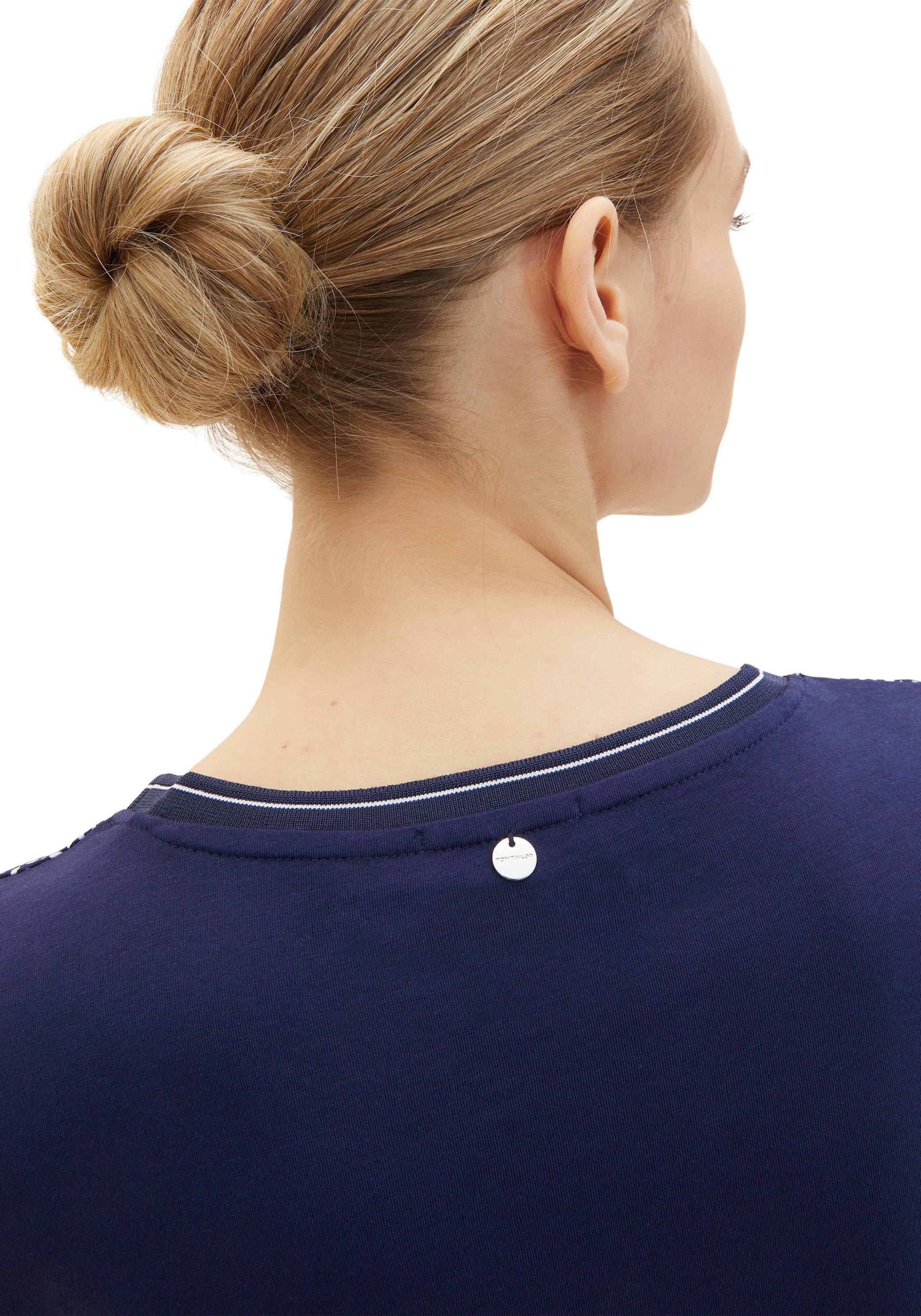 TAILOR Bedruckung T-Shirt mit geometrical navy TOM