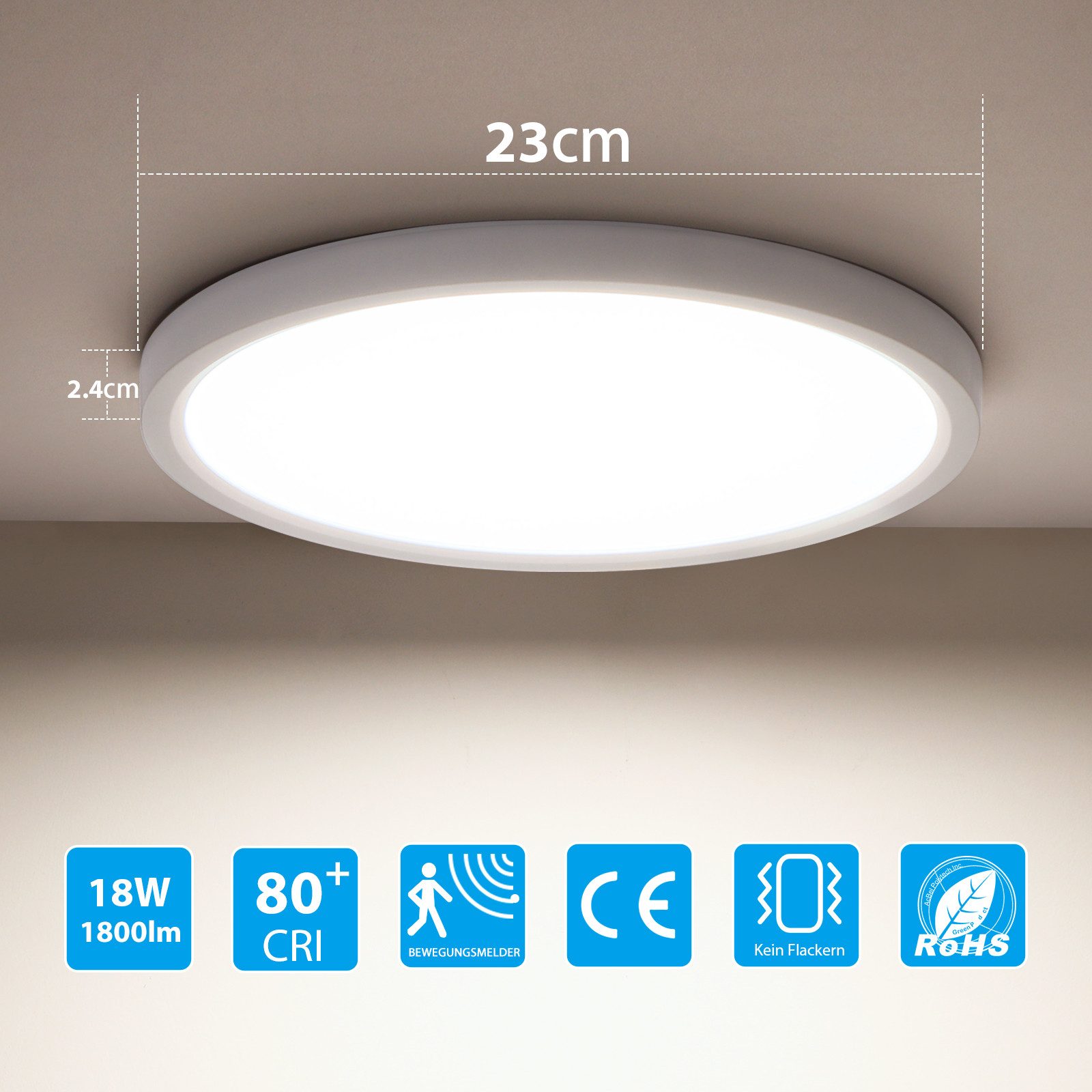 Oraymin LED Deckenleuchte mit Bewegungsmelder Innen, günstig online kaufen