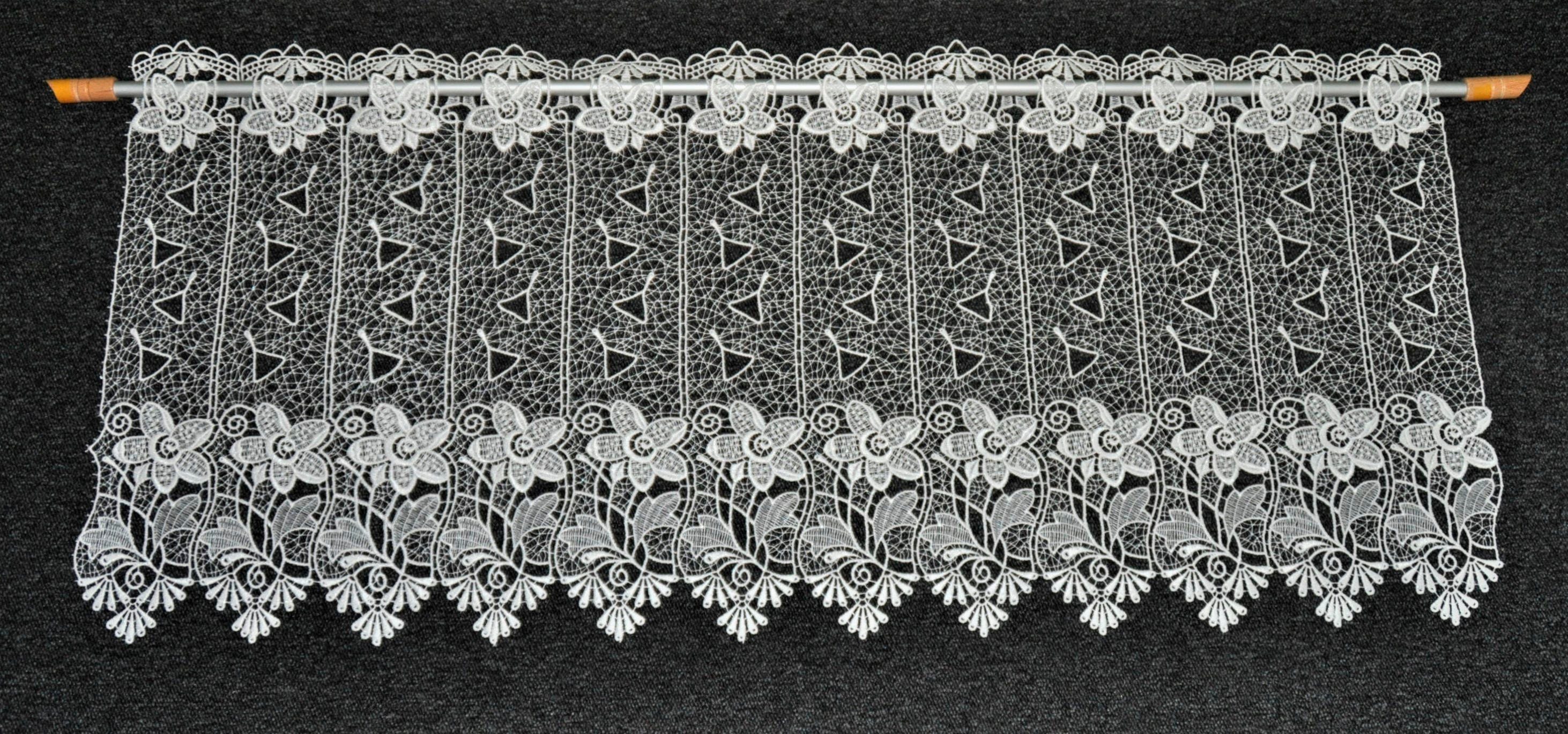 Scheibengardine Aurora, Stickereien Plauen, Stangendurchzug (1 St),  halbtransparent