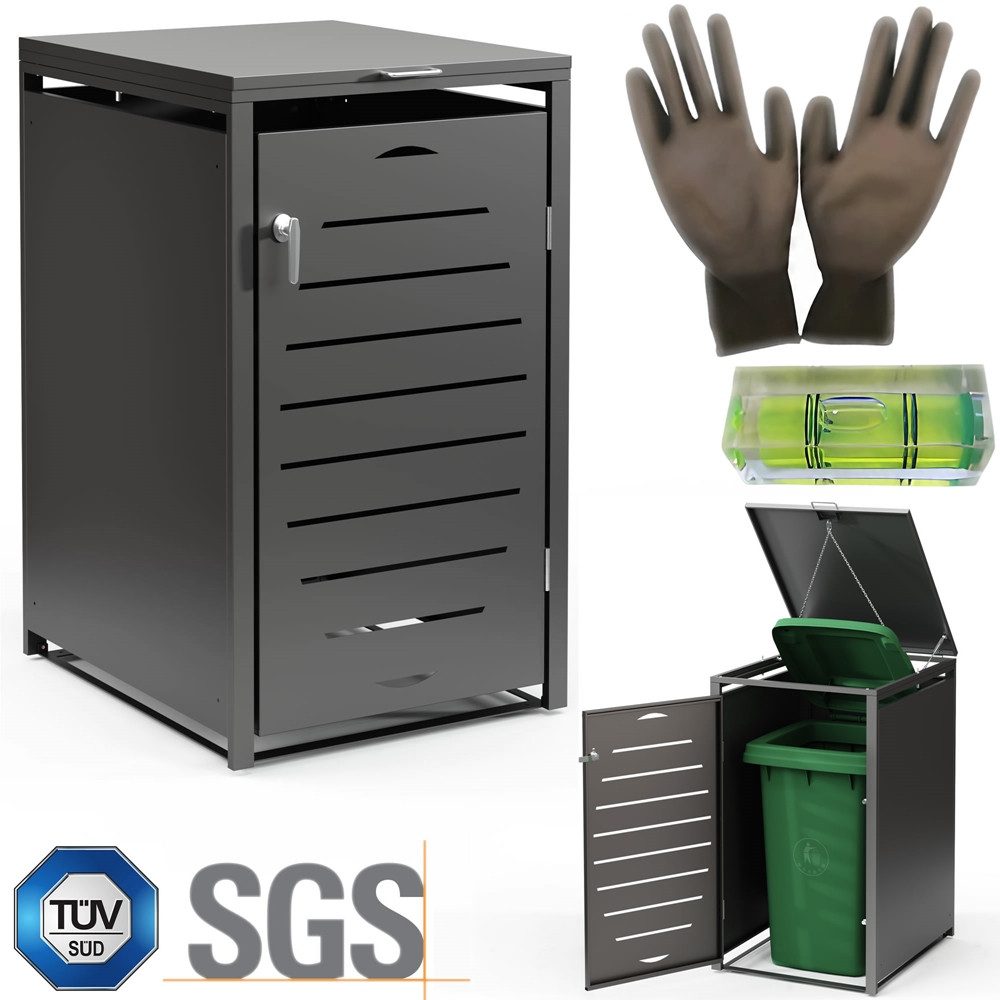 Mucola Mülltonnenbox Mülltonnenverkleidung 240L erweiterbar mit Klappdeckel Mülltonnenhaus (Stück), Erweiterbares Modulsystem für 240L Mülltonnen