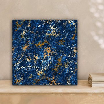 OneMillionCanvasses® Leinwandbild Marmor - Textur - Gold - Blau, (1 St), Leinwand Bilder für Wohnzimmer Schlafzimmer